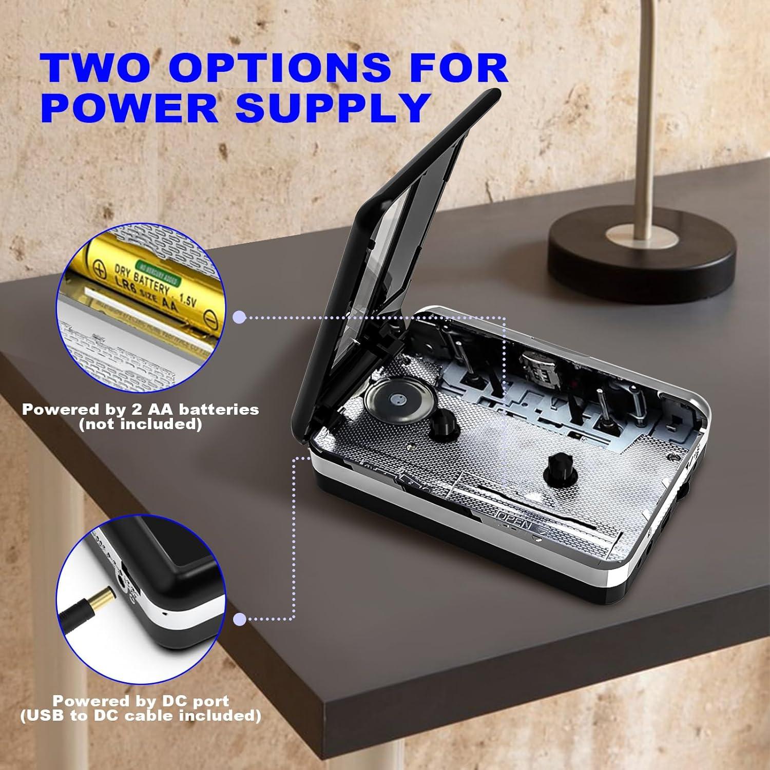 Reproductor de Cinta Mersoco Digital a MP3, Portátil, Negro