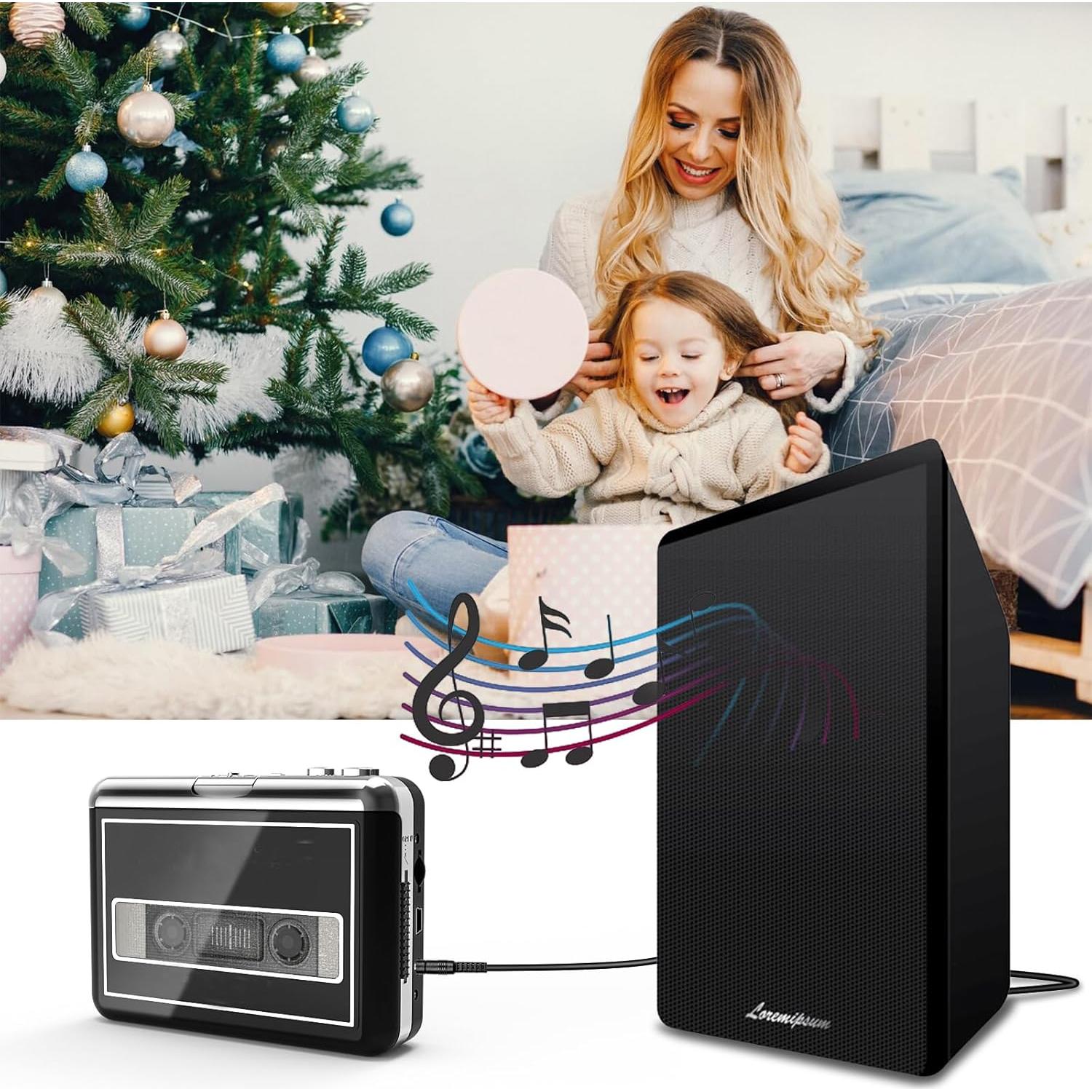 Reproductor de Cinta Mersoco Digital a MP3, Portátil, Negro