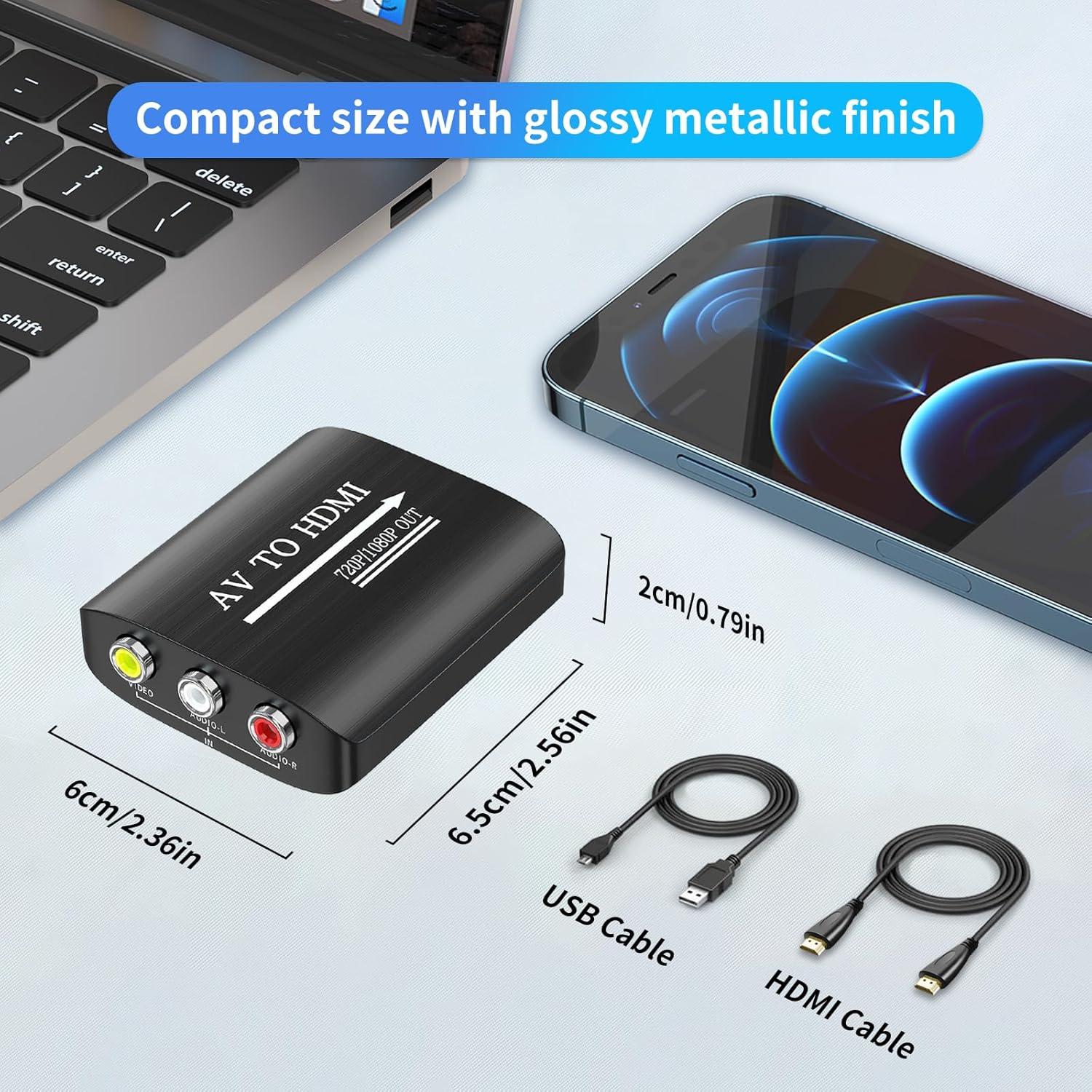 Convertidor RCA a HDMI LBSC 1080p Plug & Play - Soporta PAL/NTSC