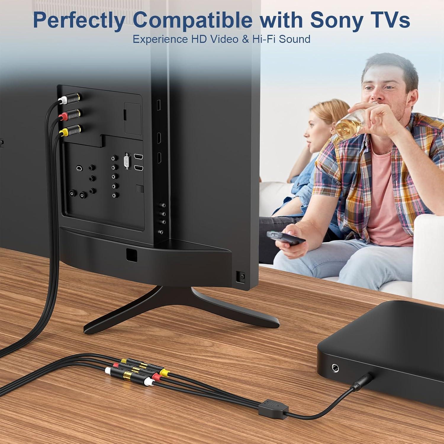 Adaptador AV J&D 3 RCA a 3.5 mm para Televisores Sony