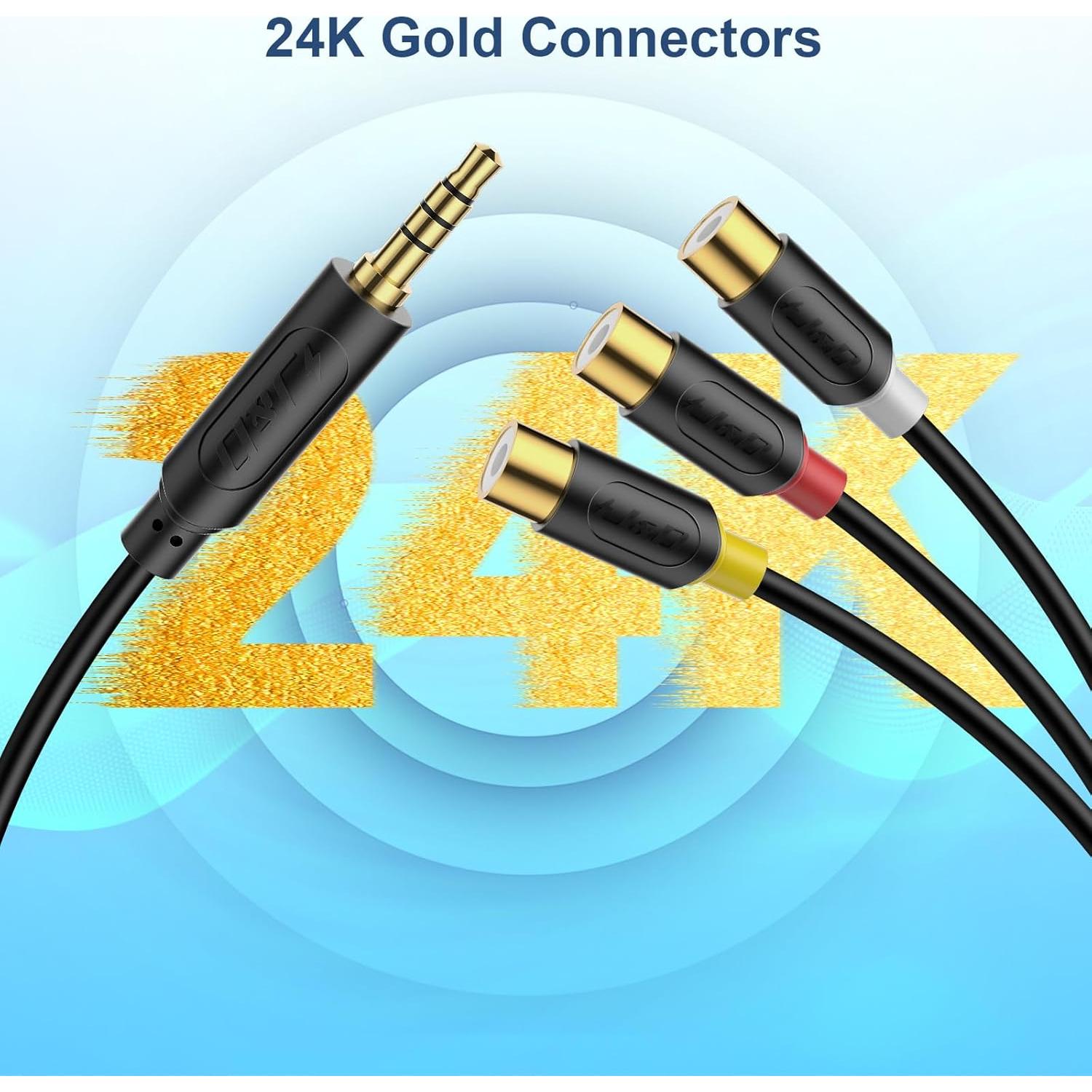 Adaptador AV J&D 3 RCA a 3.5 mm para Televisores Sony