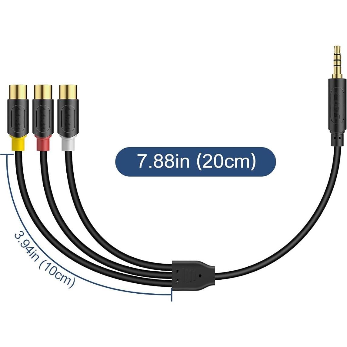 Adaptador AV J&D 3 RCA a 3.5 mm para Televisores Sony