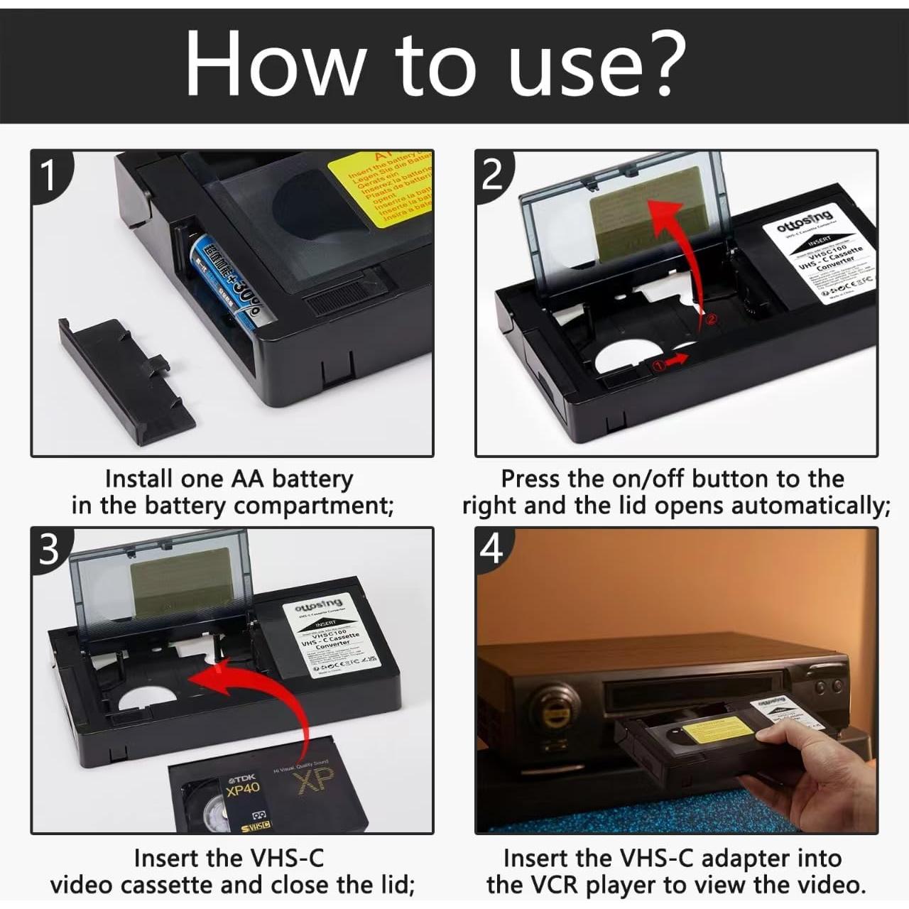 Adaptador VHS-C a VHS motorizado Ottosing - 298g