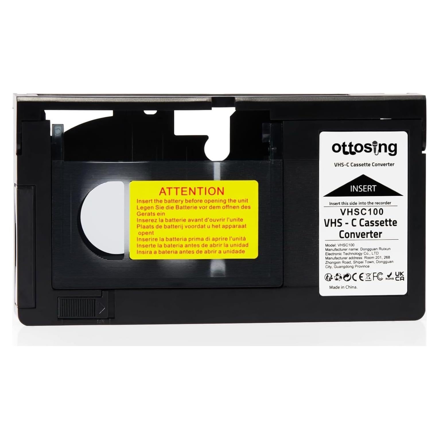 Adaptador VHS-C a VHS Ottosing, convertidor motorizado 298g