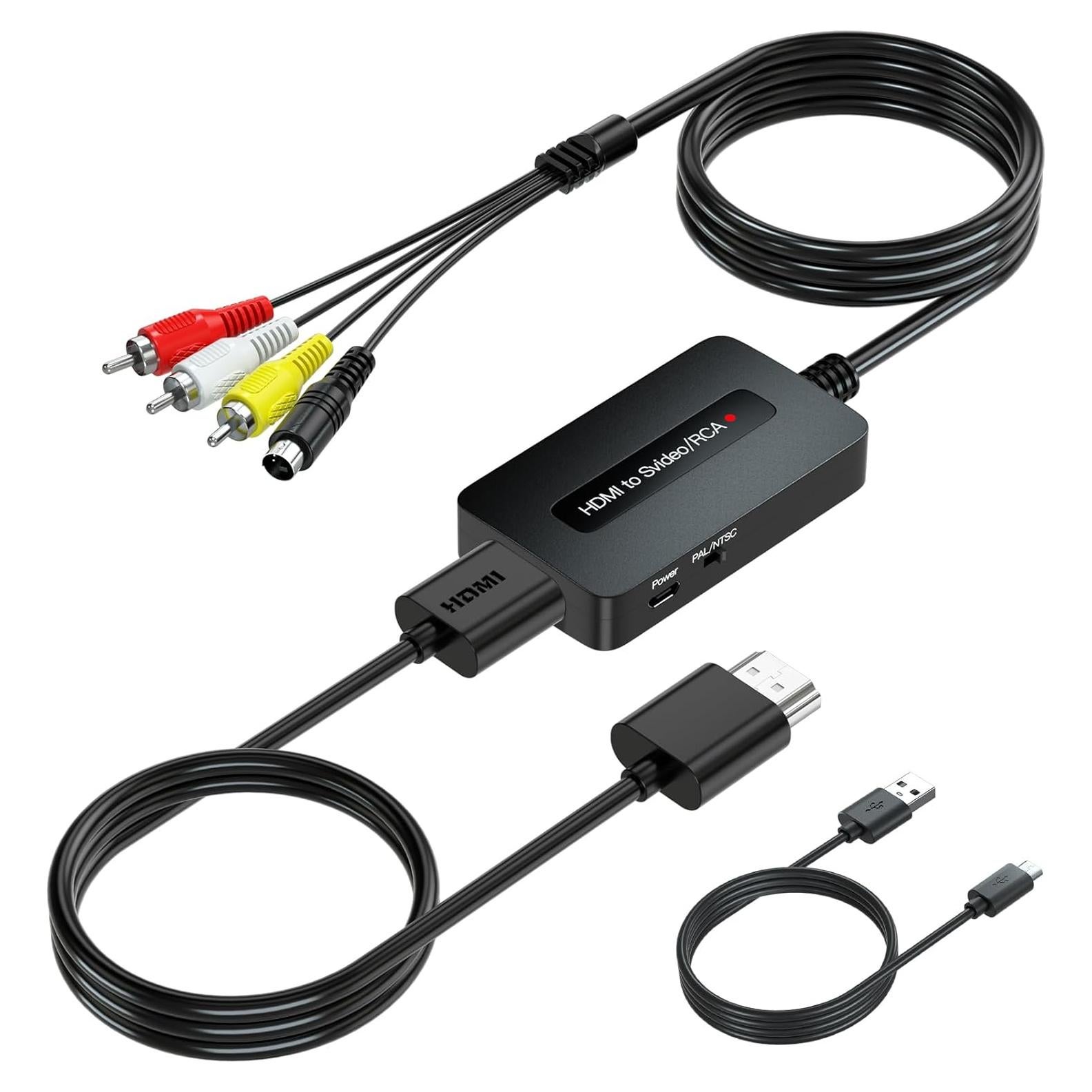 Convertidor HDMI a S-Video RCA 1080P TIXILINBI - Incluye cables