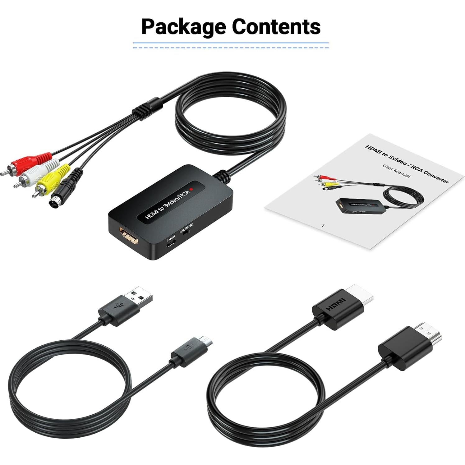 Convertidor HDMI a S-Video RCA 1080P TIXILINBI - Incluye cables