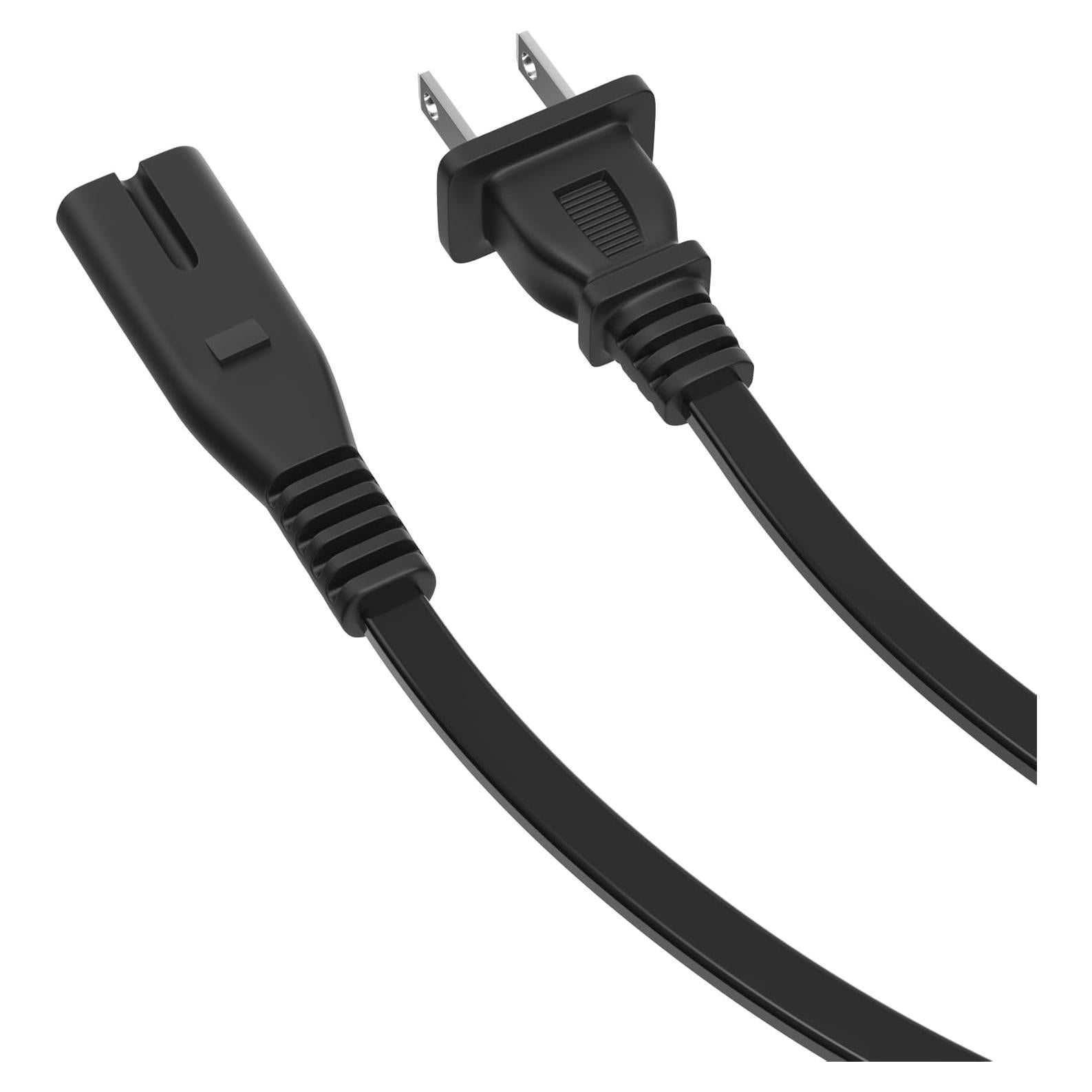 Cable de Poder Plano PwrON 1.8m 2 Pines UL para VHS y DVD