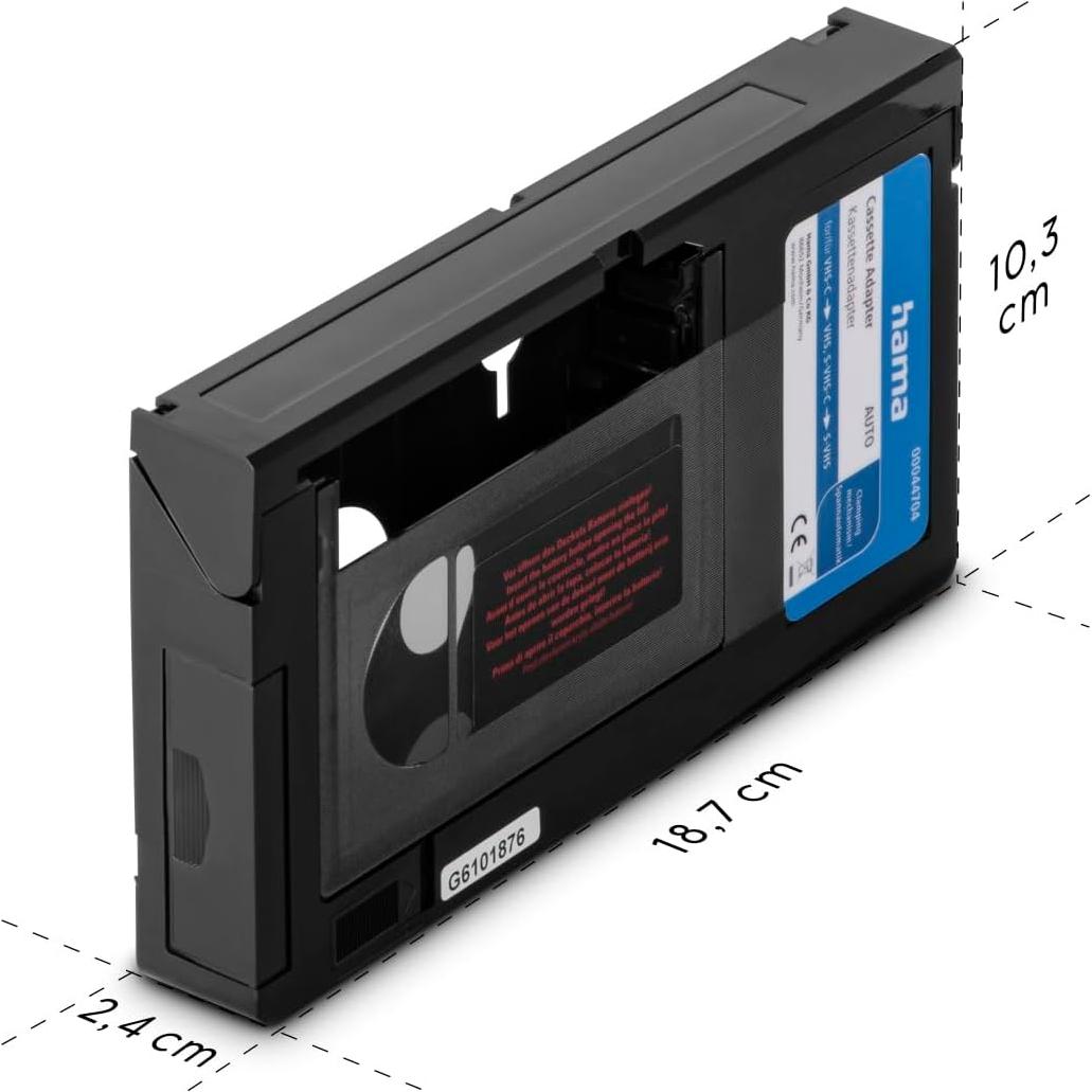 Adaptador de casete Hama VHS-C a VHS motorizado 6 mm Negro