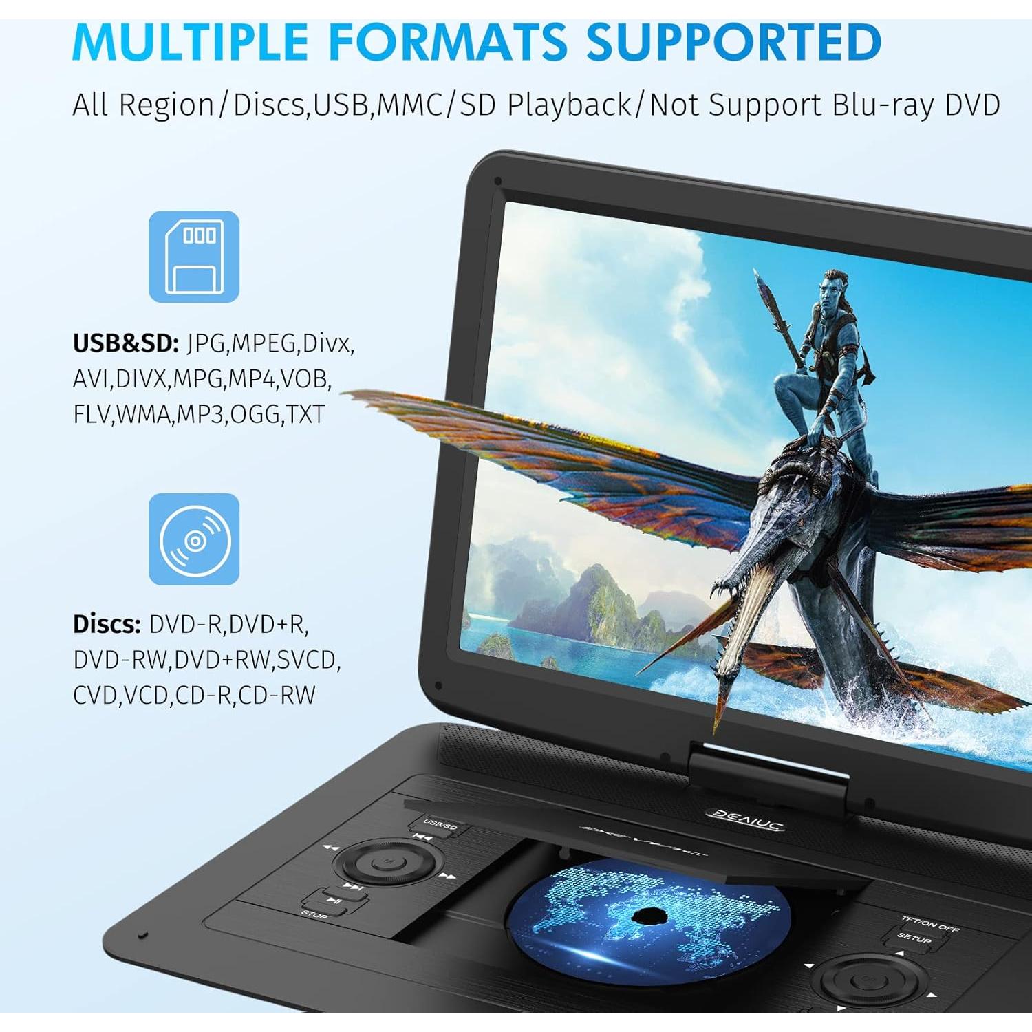 Reproductor de DVD Portátil DEVINC ZC-07 15.6" HD Batería 6h