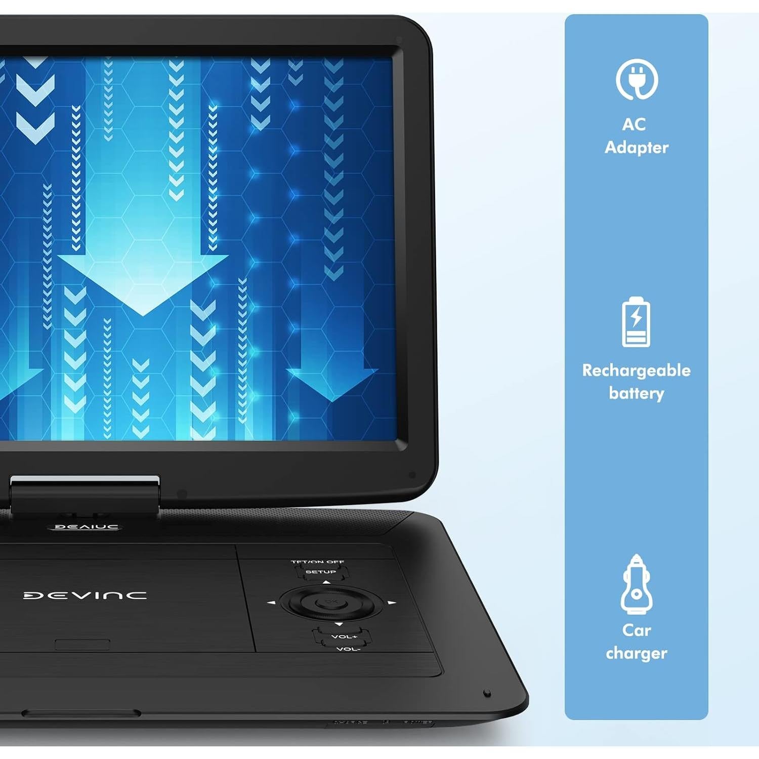 Reproductor de DVD Portátil DEVINC ZC-07 15.6" HD Batería 6h