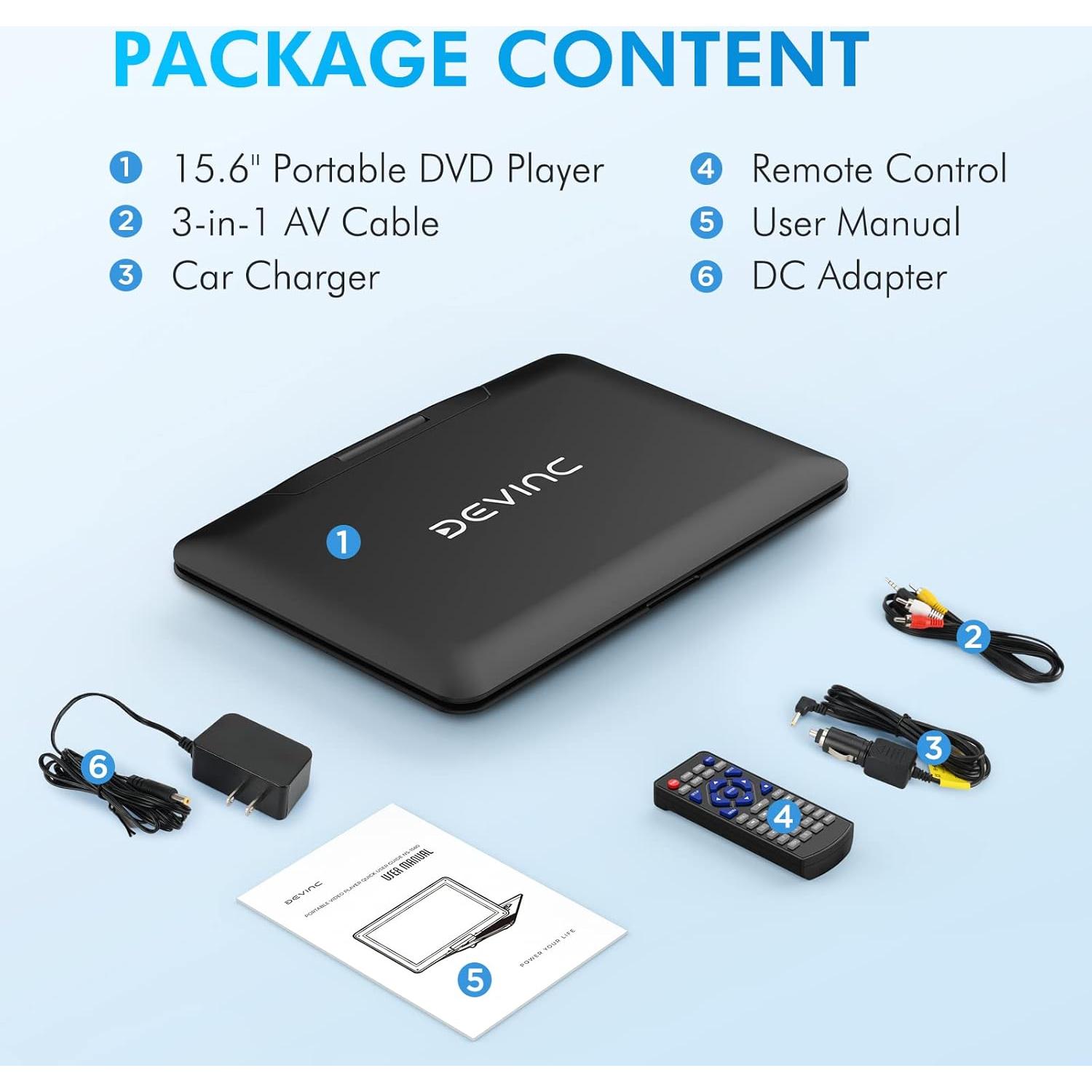 Reproductor de DVD Portátil DEVINC ZC-07 15.6" HD Batería 6h