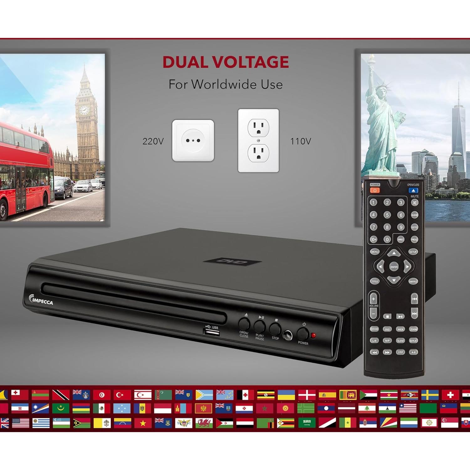 Reproductor de DVD Compacto Impecca DVHP-9109 USB Multi-Región