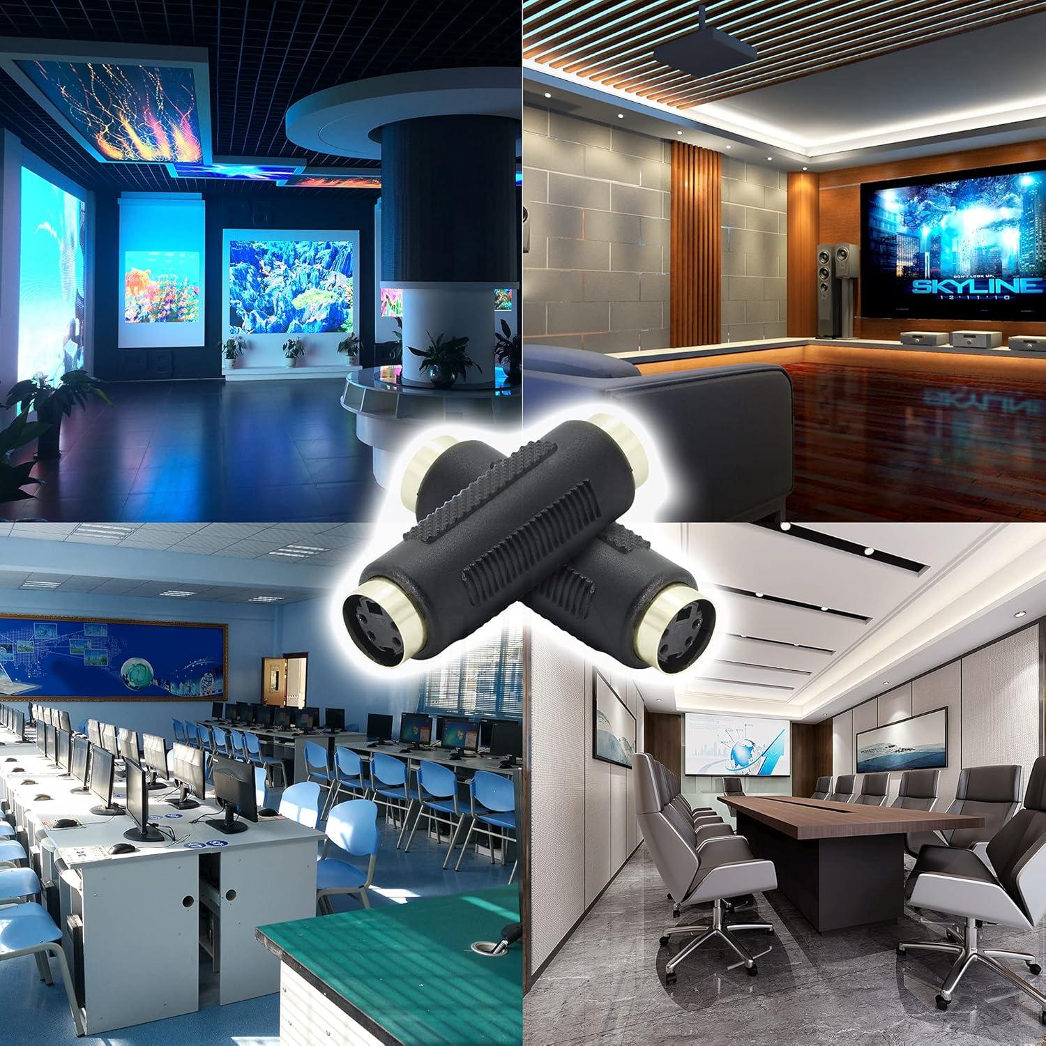 Adaptador S-Video Femenino a Femenino YACSEJAO 2Pack Conectores Dorados