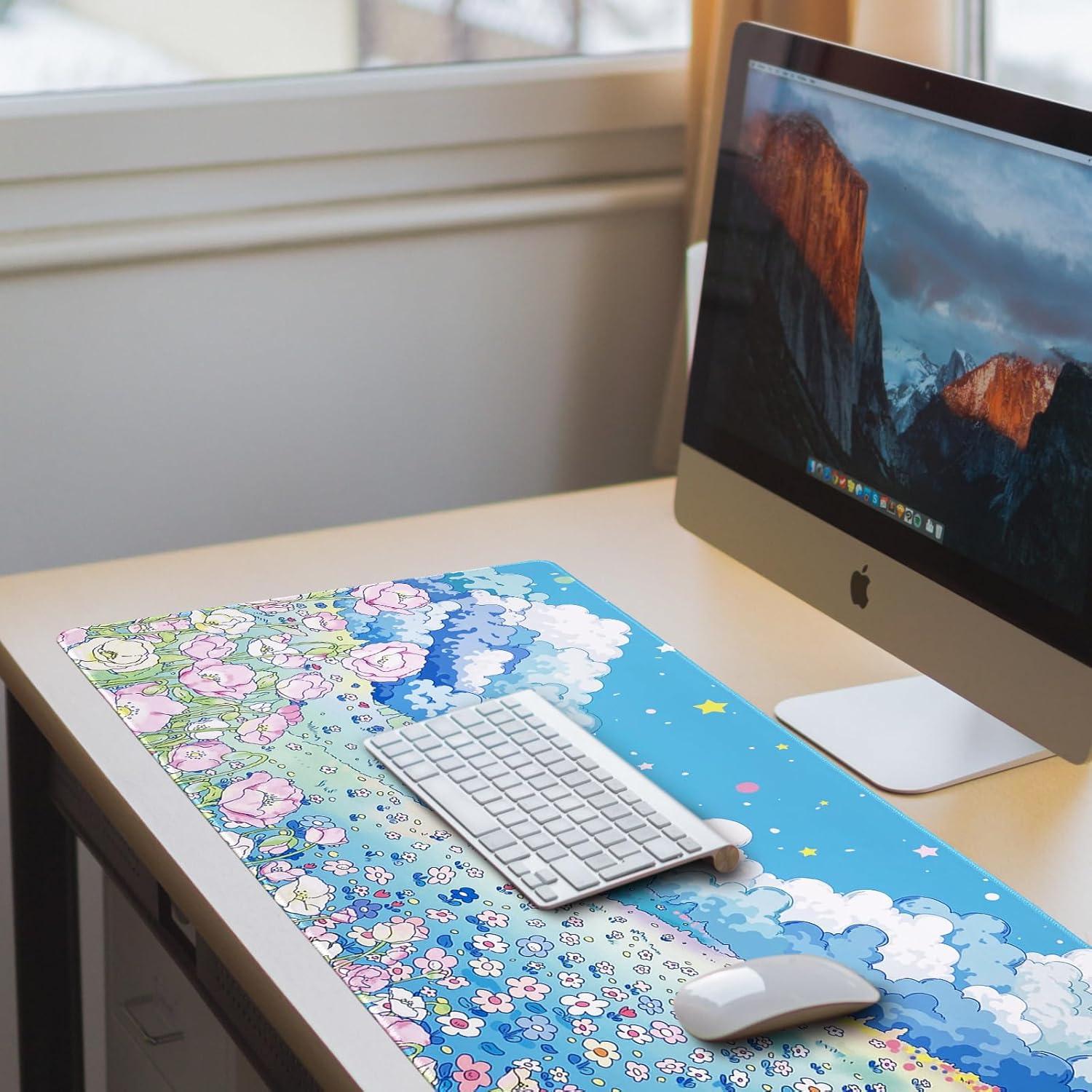 Alfombrilla de Ratón Gaming WSLUCKO Grande 90x40cm Azul