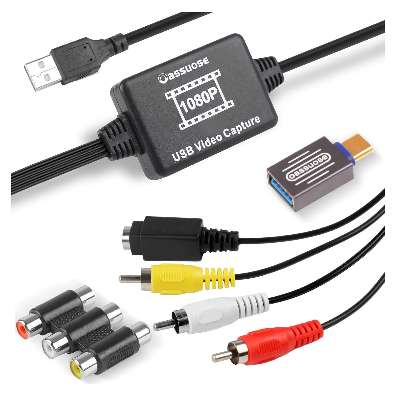 Convertidor de VHS a Digital Oassuose USB-A/USB-C 1080P