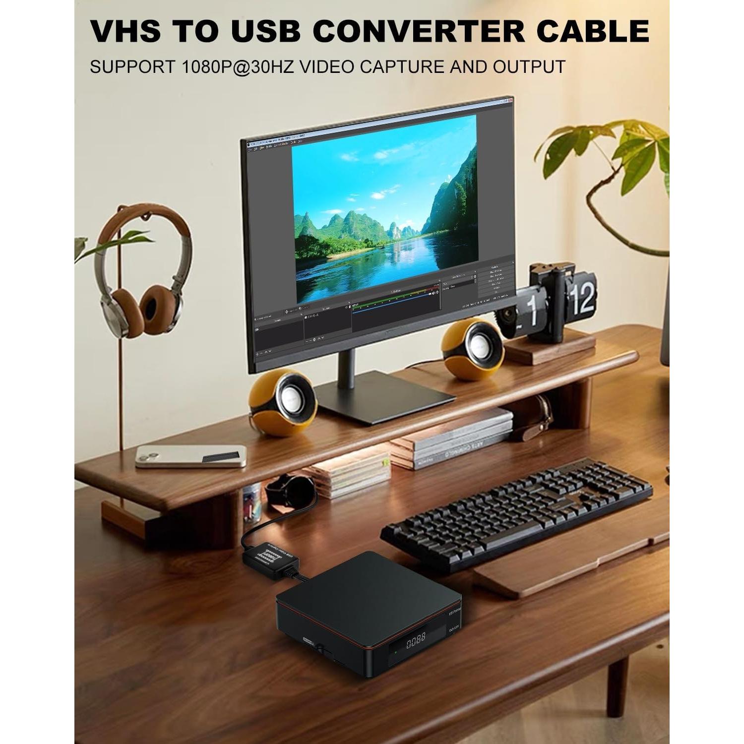 Convertidor de VHS a Digital Oassuose USB-A/USB-C 1080P