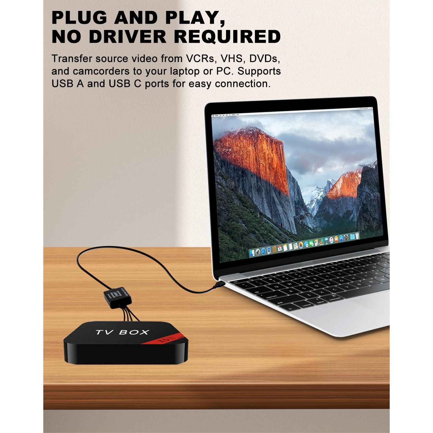 Convertidor de VHS a Digital Oassuose USB-A/USB-C 1080P