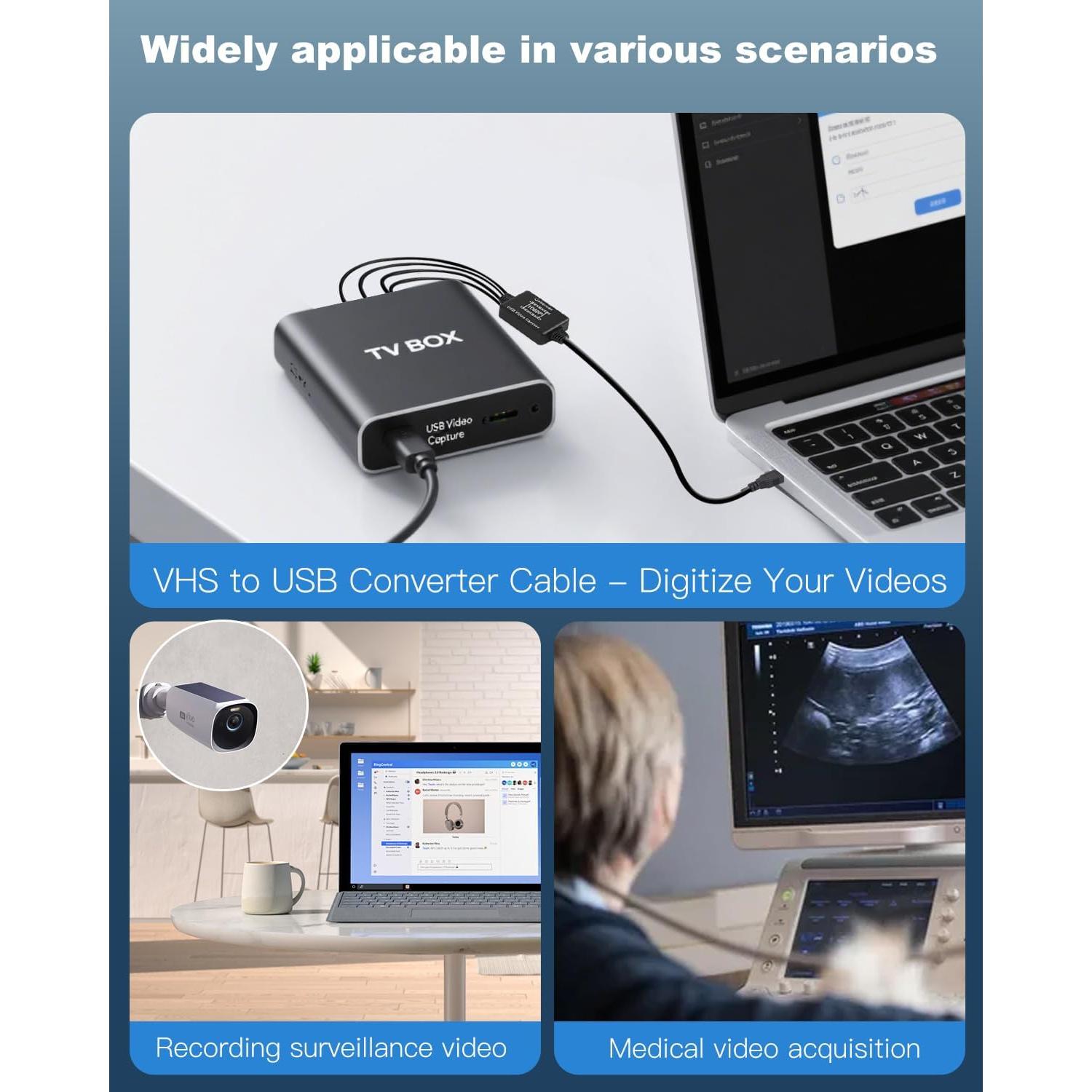 Convertidor de VHS a Digital Oassuose USB-A/USB-C 1080P