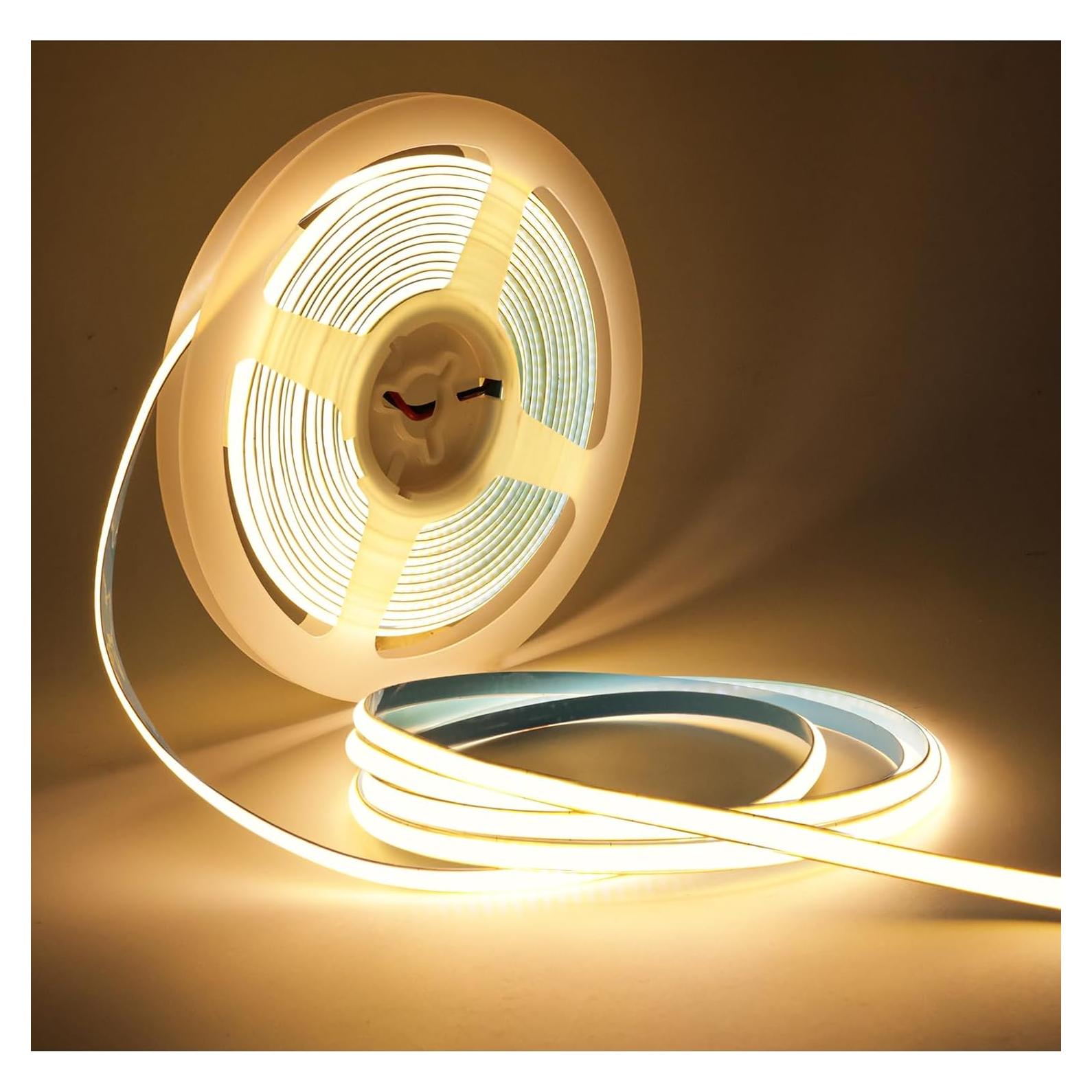 Tira de Luz LED COB 24V 5mm Blanca Cálida 3000K 5m 2000 LEDs