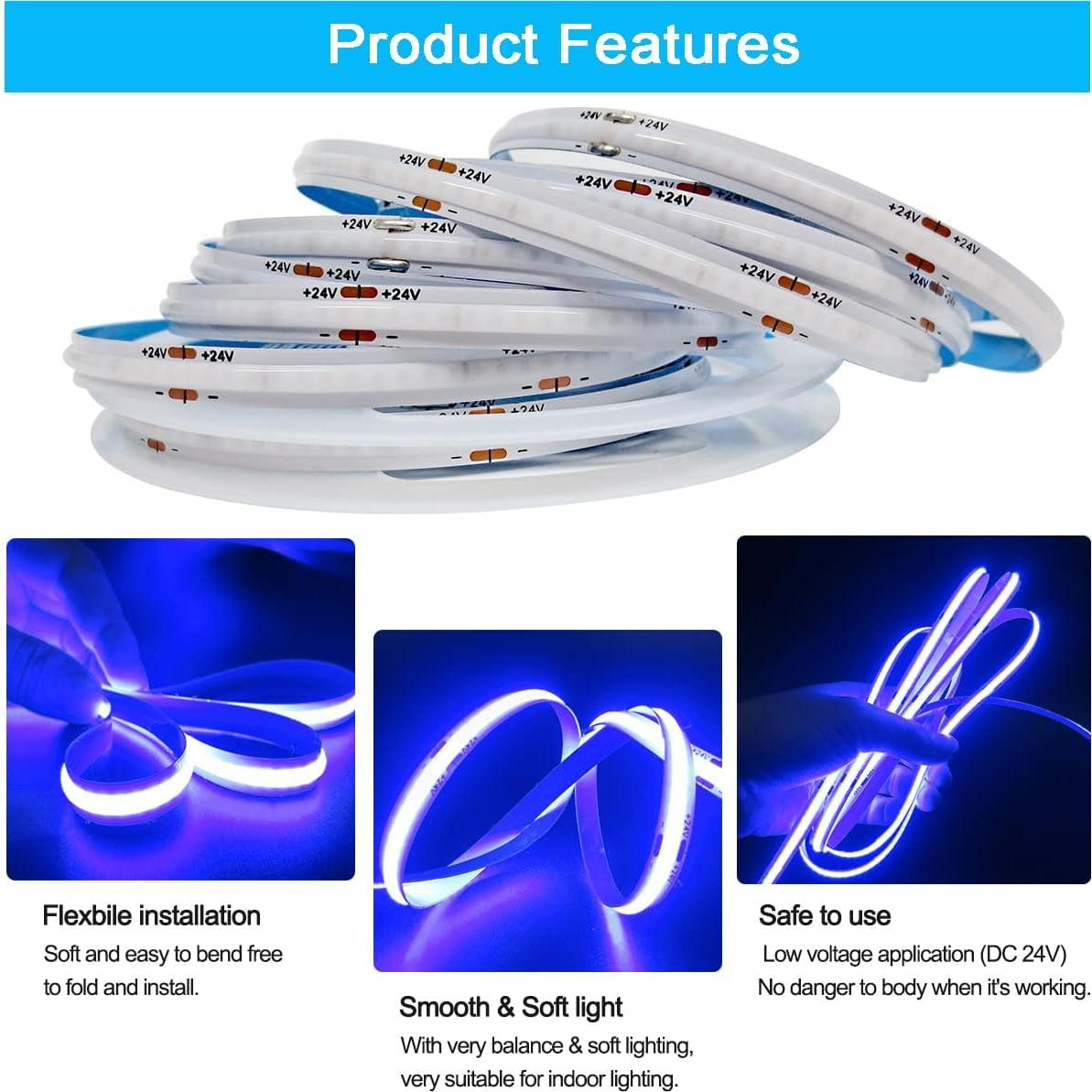 Tira LED COB 24V Azul 5m 1600 LEDs 320 LEDs/m ZFB