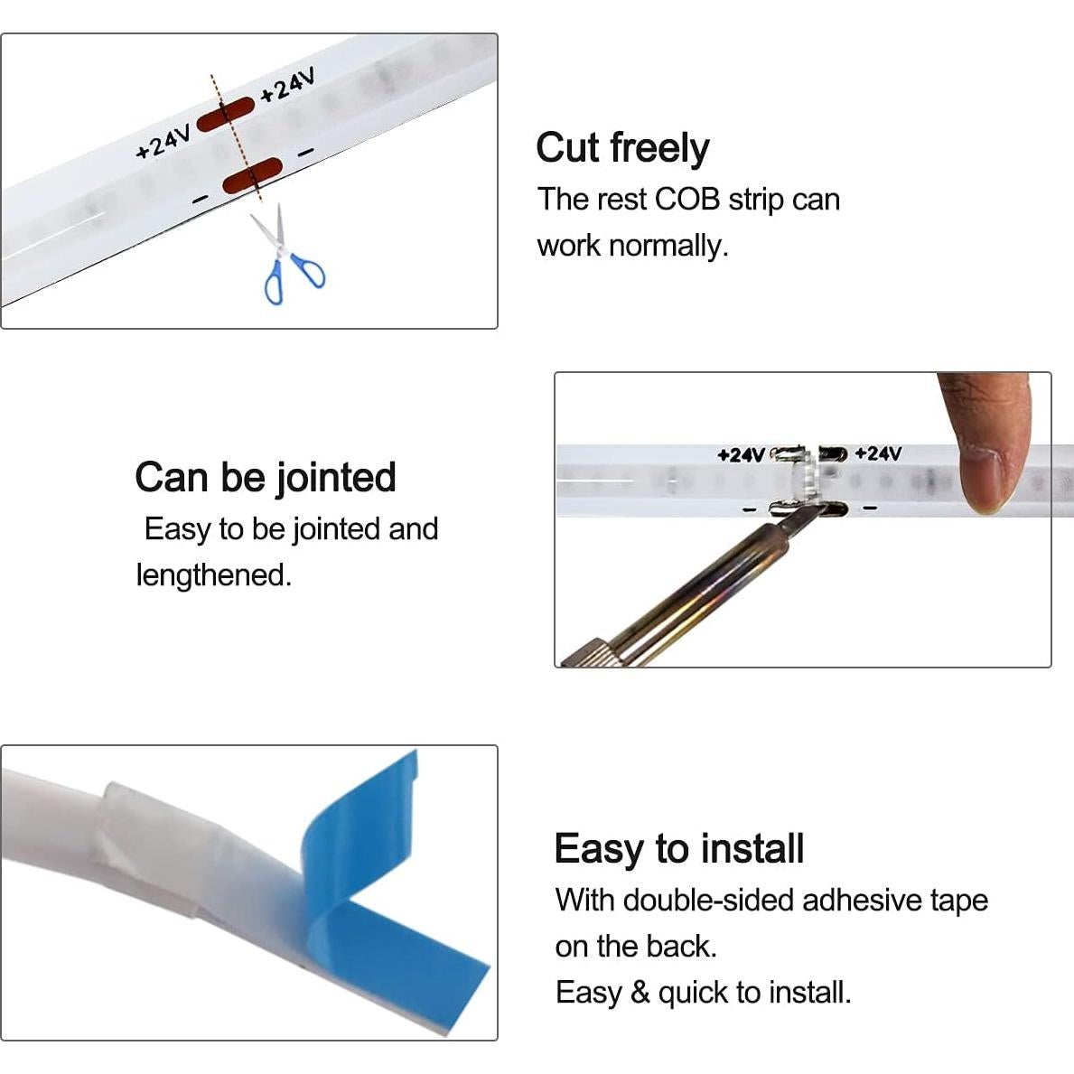 Tira LED COB 24V Azul 5m 1600 LEDs 320 LEDs/m ZFB