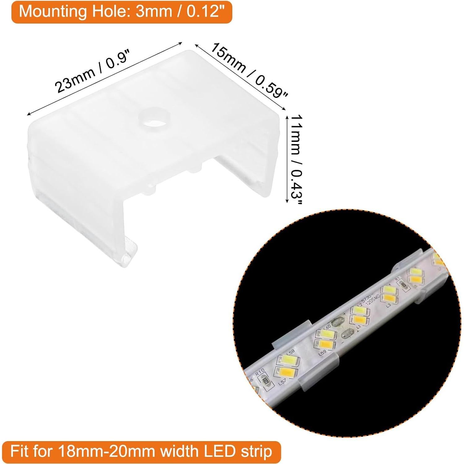 Clips de Montaje LED Neon MECCANIXITY Translúcido 50 Pzas
