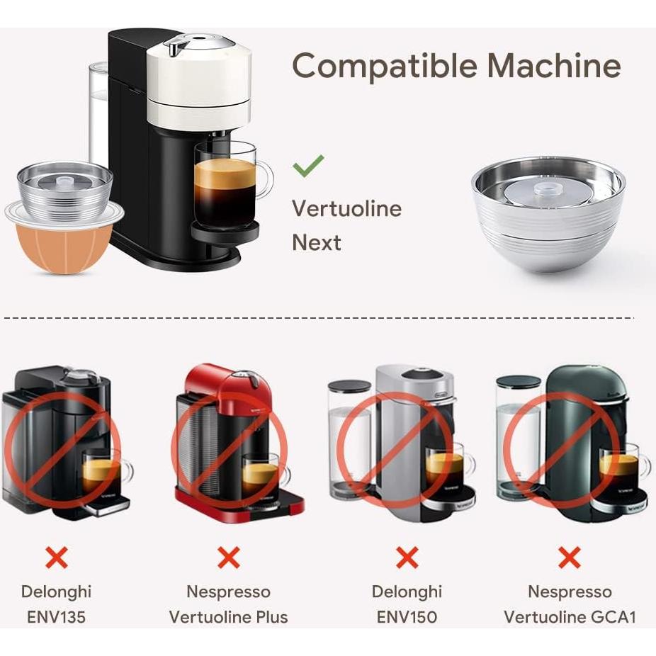 Cápsulas Reutilizables BENFUCHEN para Nespresso Vertuo Next 80/150/230ml