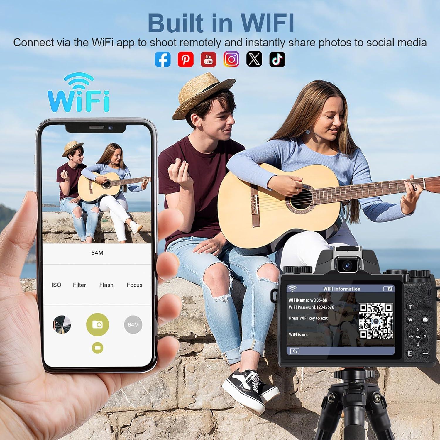 Cámara Digital 8K FARCODLE W05-8K-1 64MP WiFi Pantalla 4"