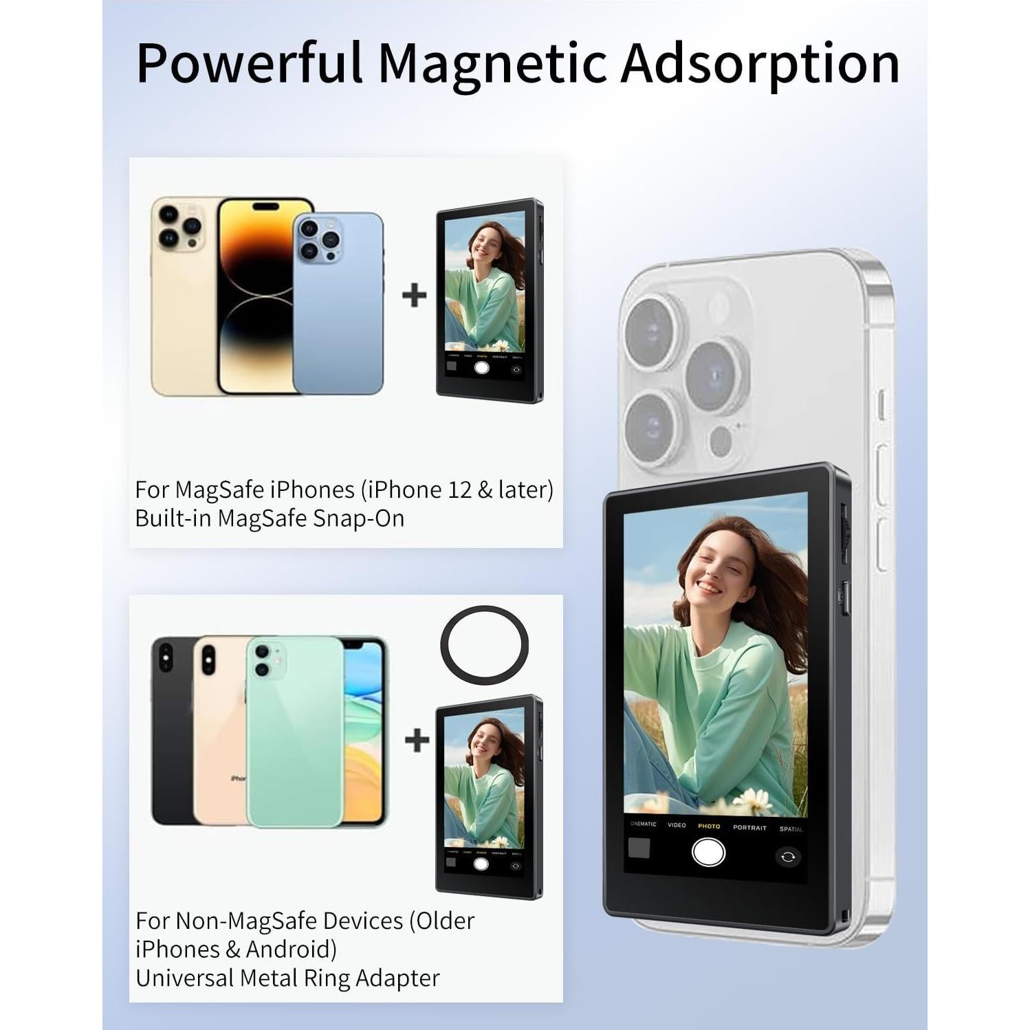 Monitor de Vlog Inalámbrico JXJXQU 1080P HD para iPhone