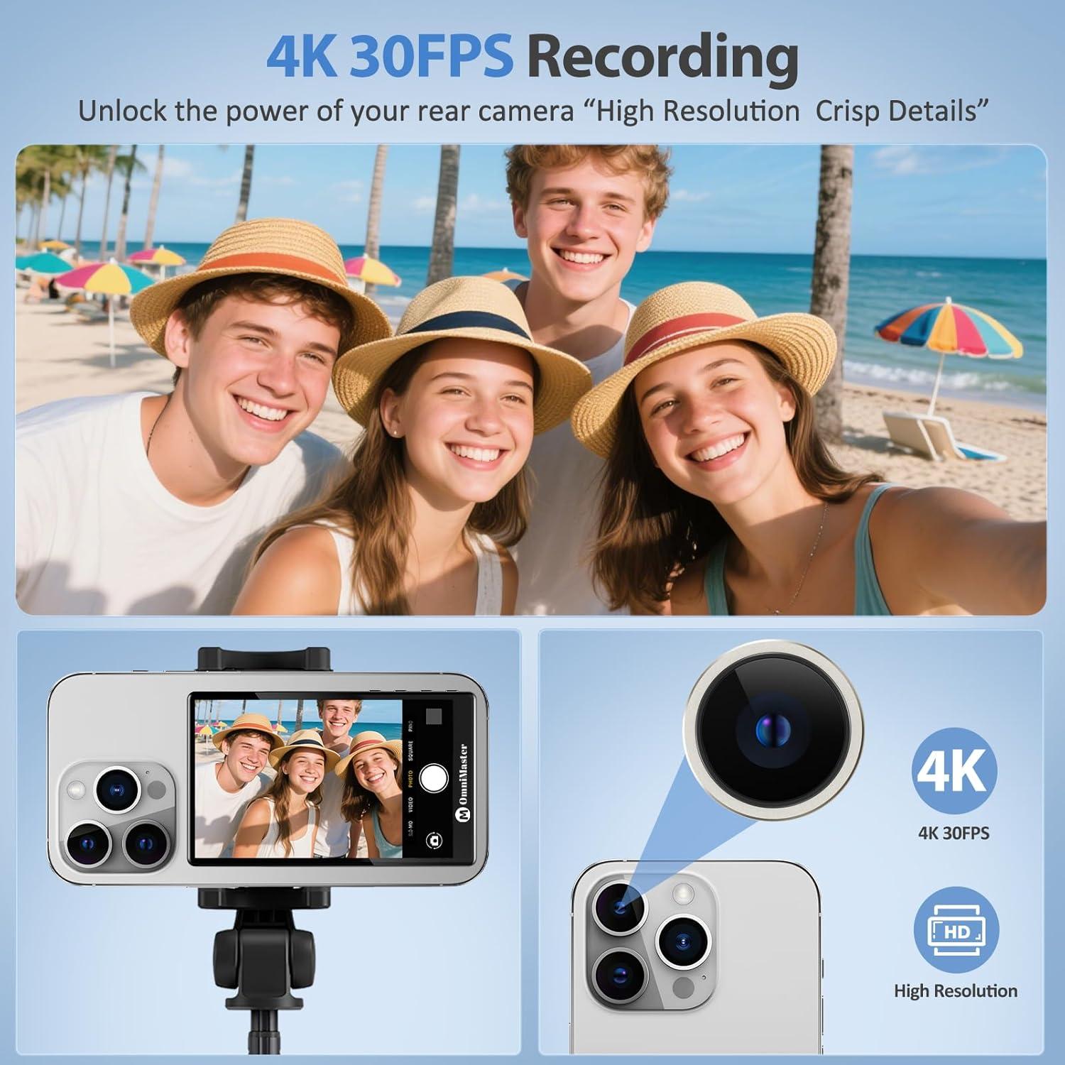 Monitor Trasero 4K OmniMaster para Selfies iPhone/Android