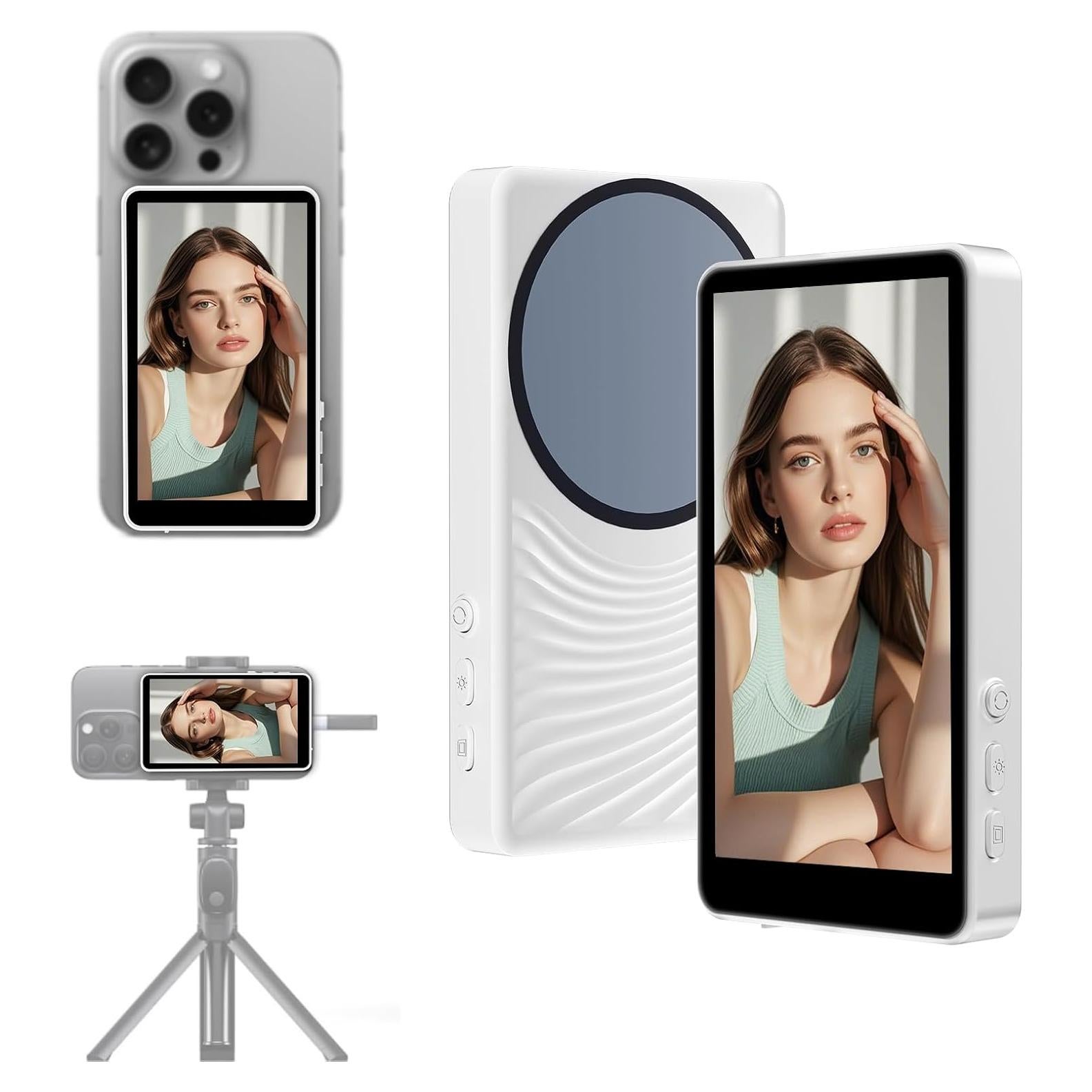 Monitor de Vlog Selfie YXYaoZhengYiGeYi 4K Inalámbrico Blanco