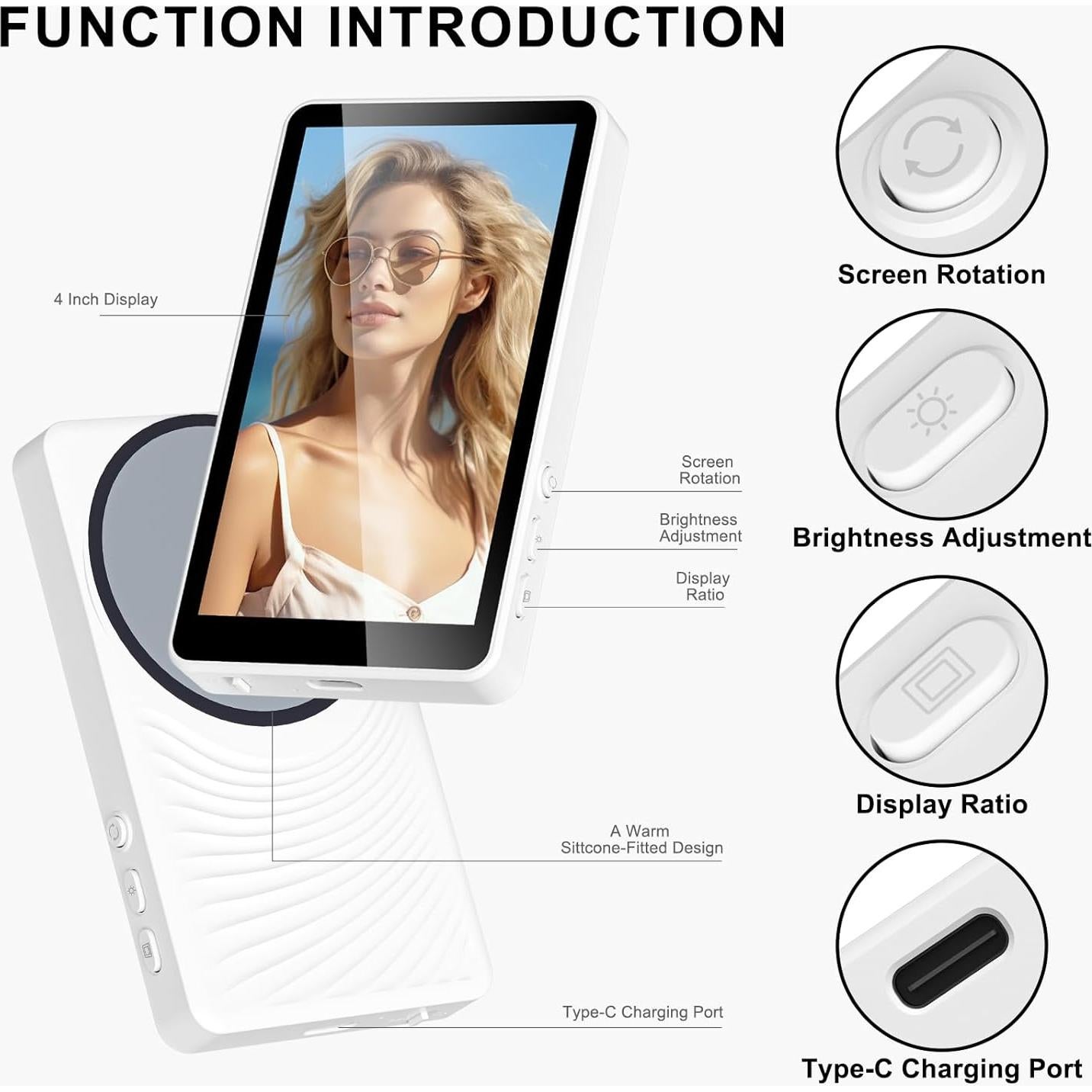 Monitor de Vlog Selfie YXYaoZhengYiGeYi 4K Inalámbrico Blanco