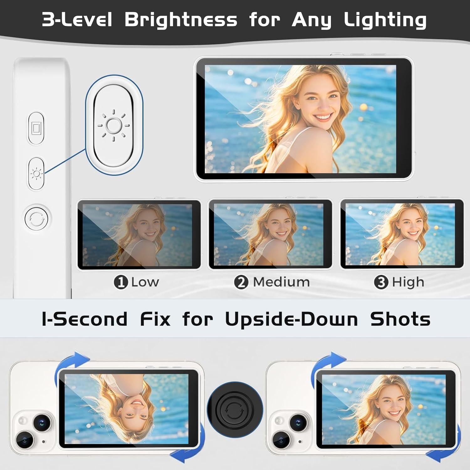 Monitor de Vlog Selfie YXYaoZhengYiGeYi 4K Inalámbrico Blanco