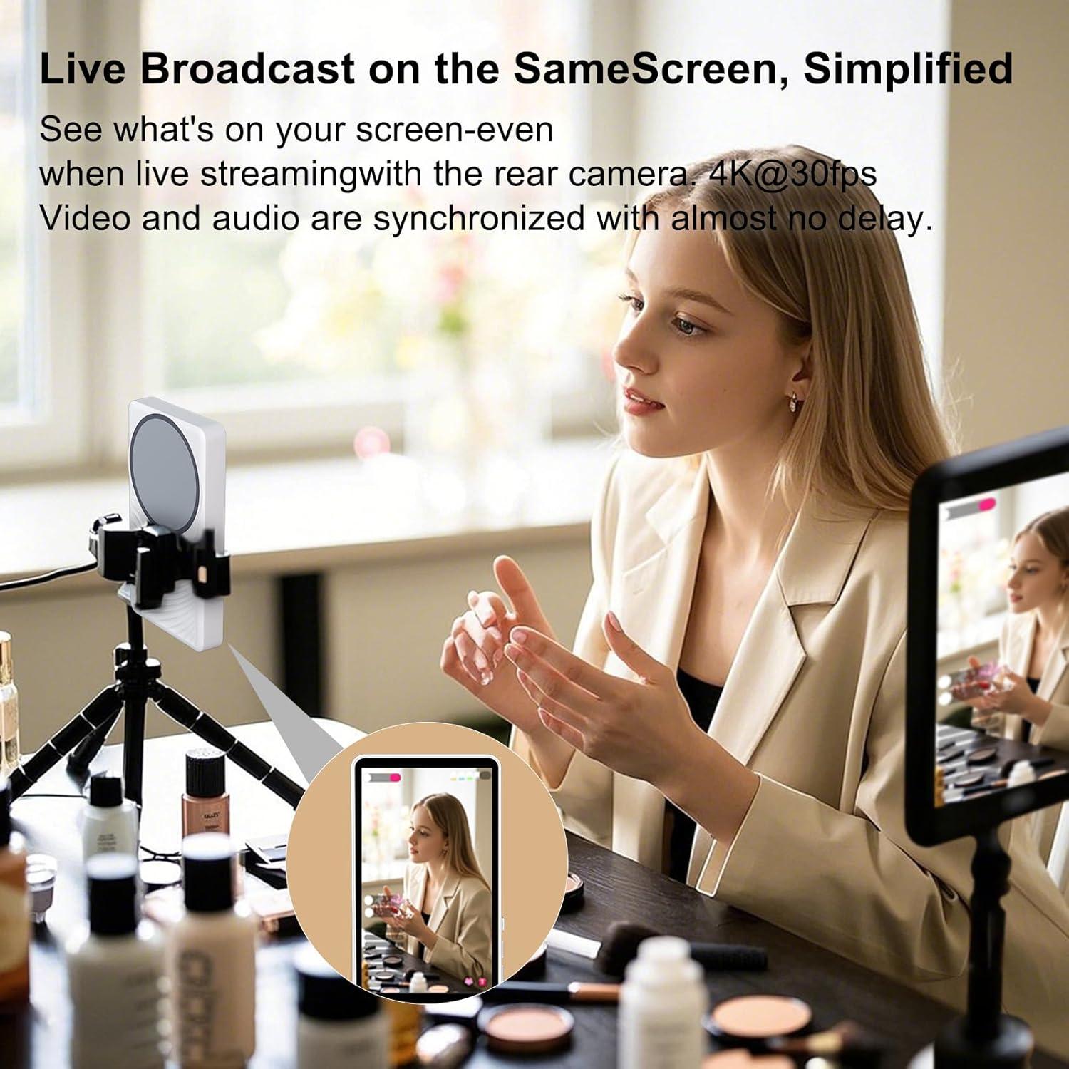 Monitor de Vlog Selfie YXYaoZhengYiGeYi 4K Inalámbrico Blanco