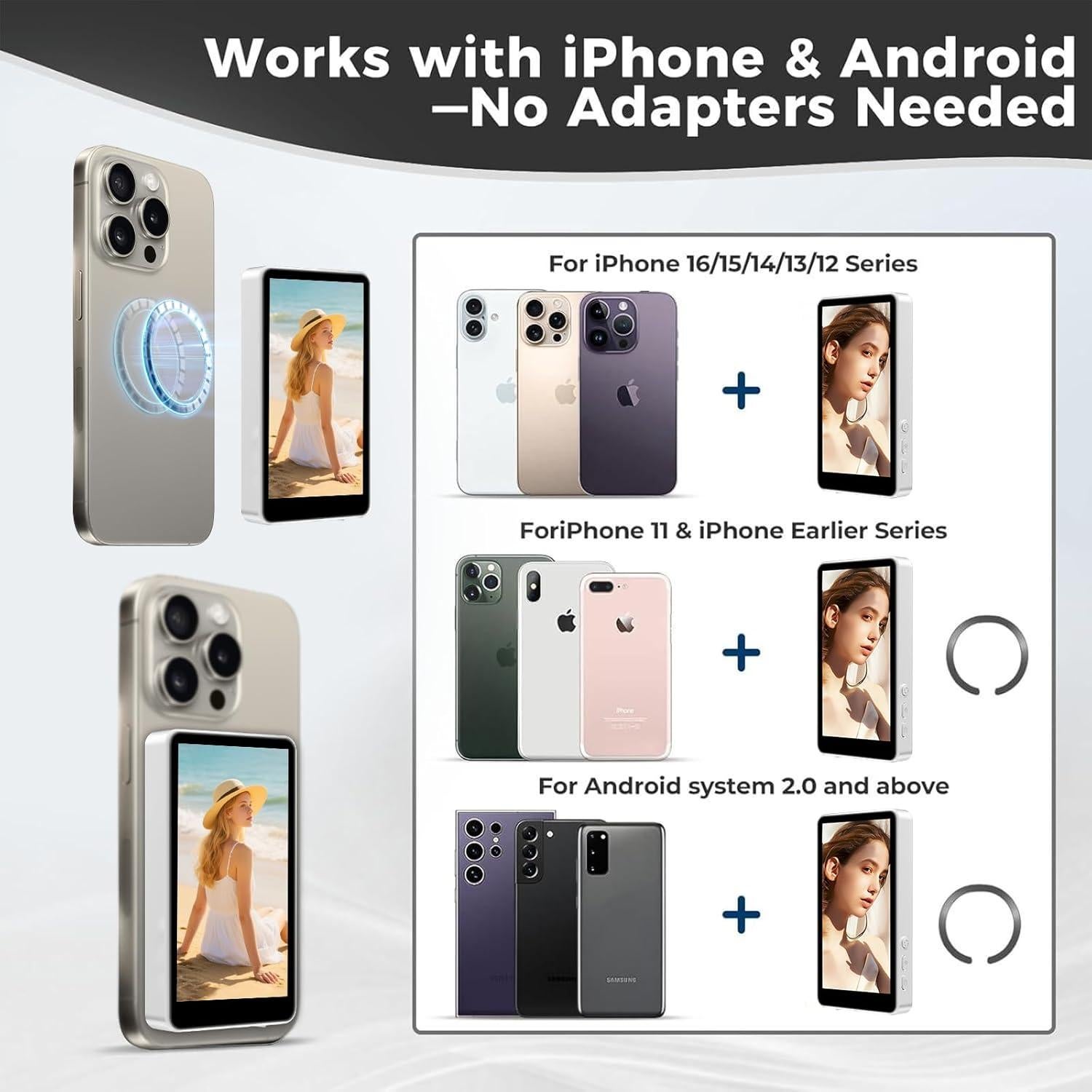 Monitor de Vlog Selfie YXYaoZhengYiGeYi 4K Inalámbrico Blanco