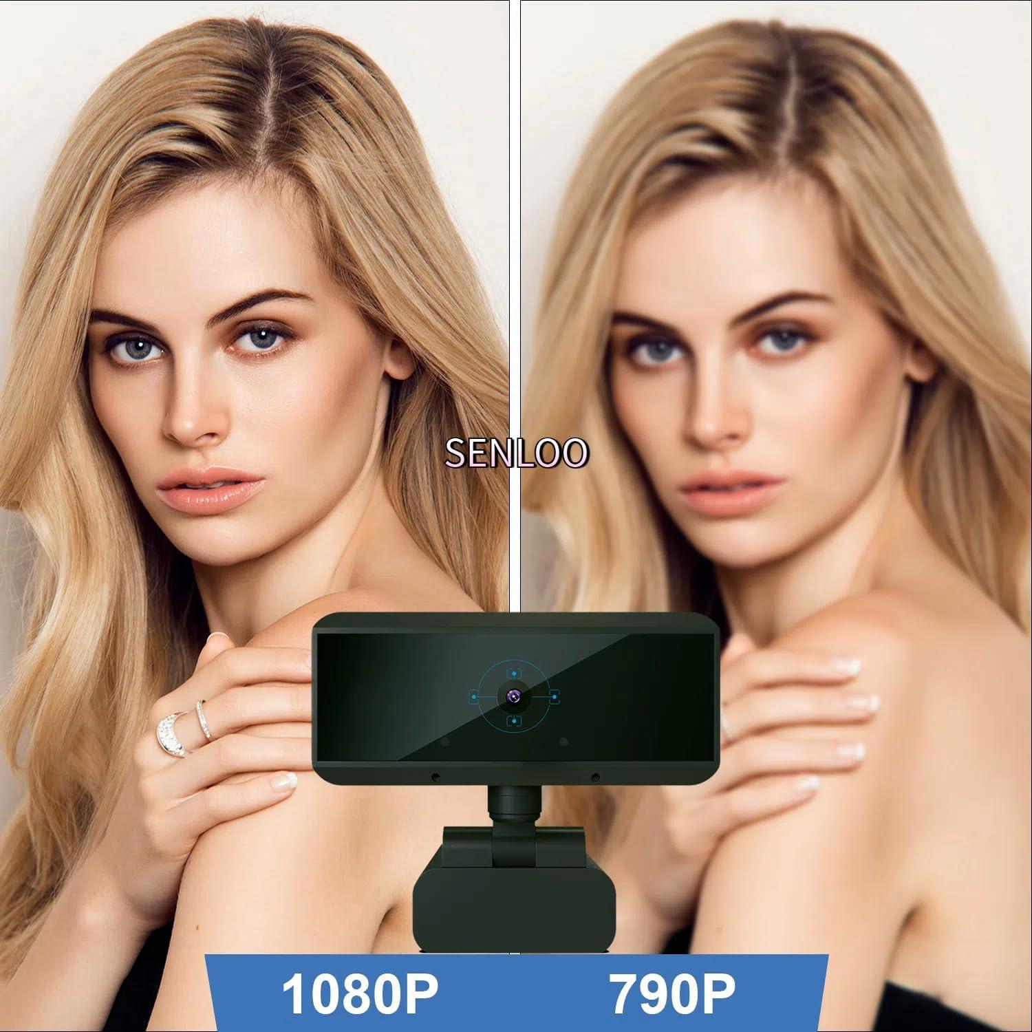 Webcam Full HD 1080P SENLOO con Auto Enfoque y Micrófonos Dobles