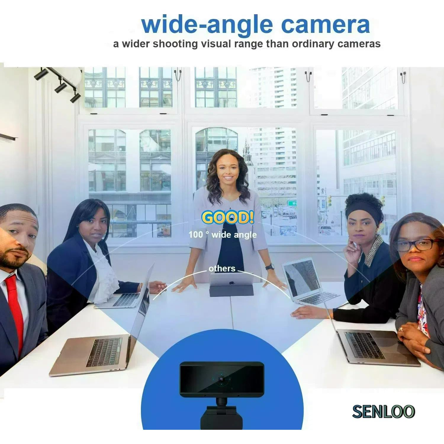 Webcam Full HD 1080P SENLOO con Auto Enfoque y Micrófonos Dobles