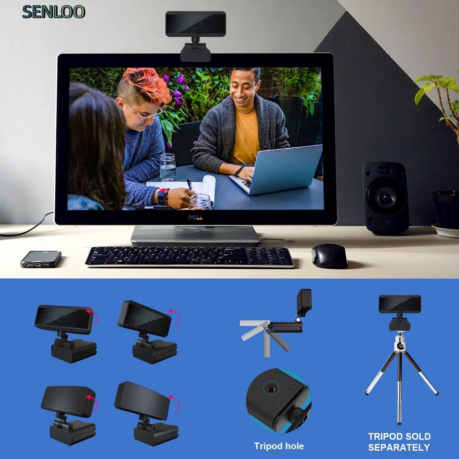 Webcam Full HD 1080P SENLOO con Auto Enfoque y Micrófonos Dobles