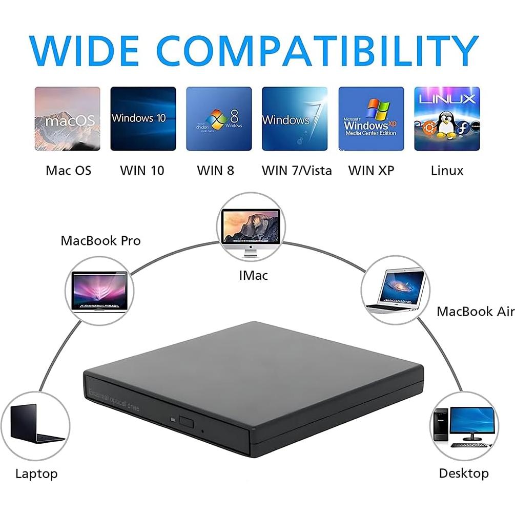 Unidad Externa de CD/DVD Gingo Slim DVDRW USB 2.0