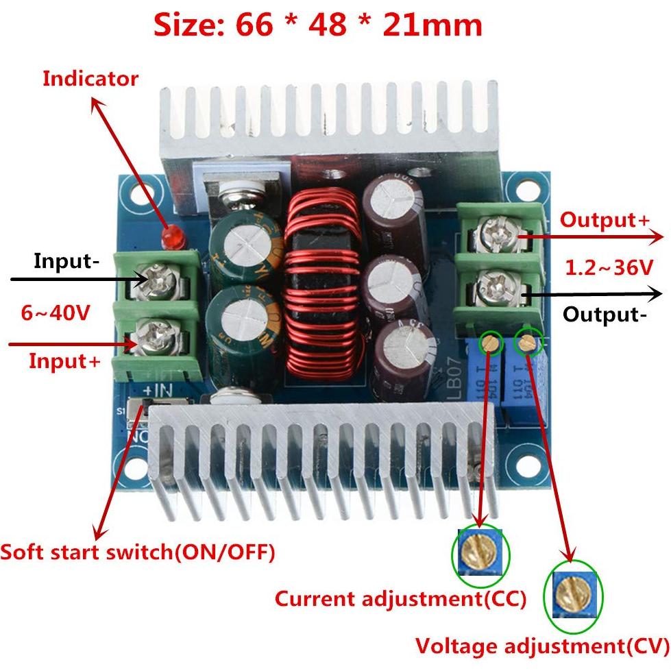 Convertidor Buck ANMBEST 300W 20A DC 6-40V a 1.2-36V