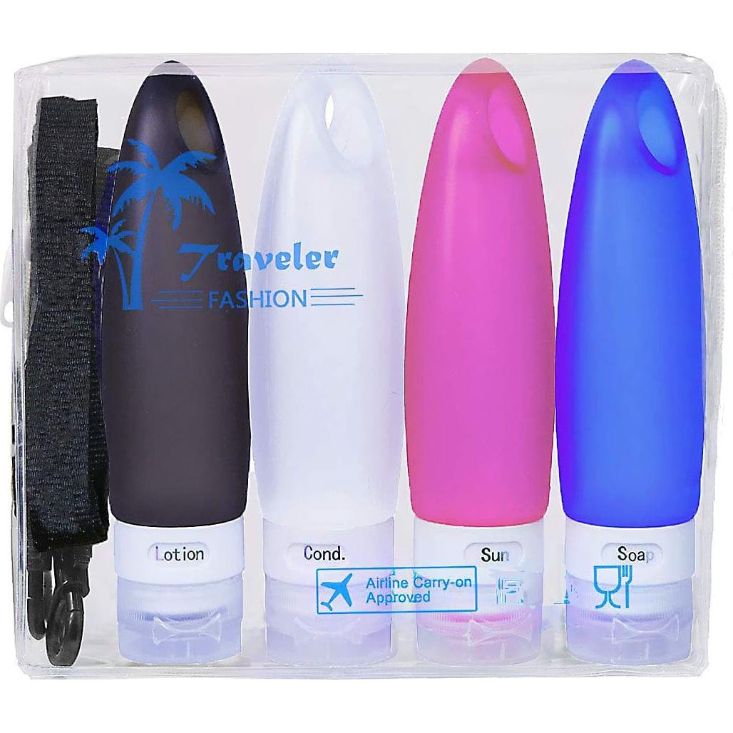 Botellas Reutilizables de Silicona SANTREST 3.3oz Aprobadas por TSA