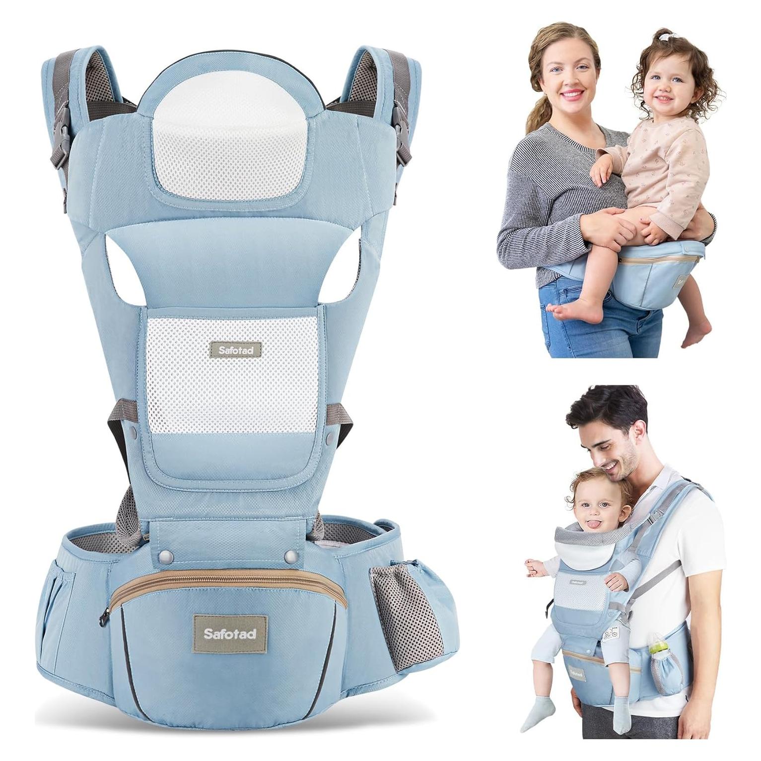Portabebés ergonómico Safotad 6 en 1 azul para 0-15 kg
