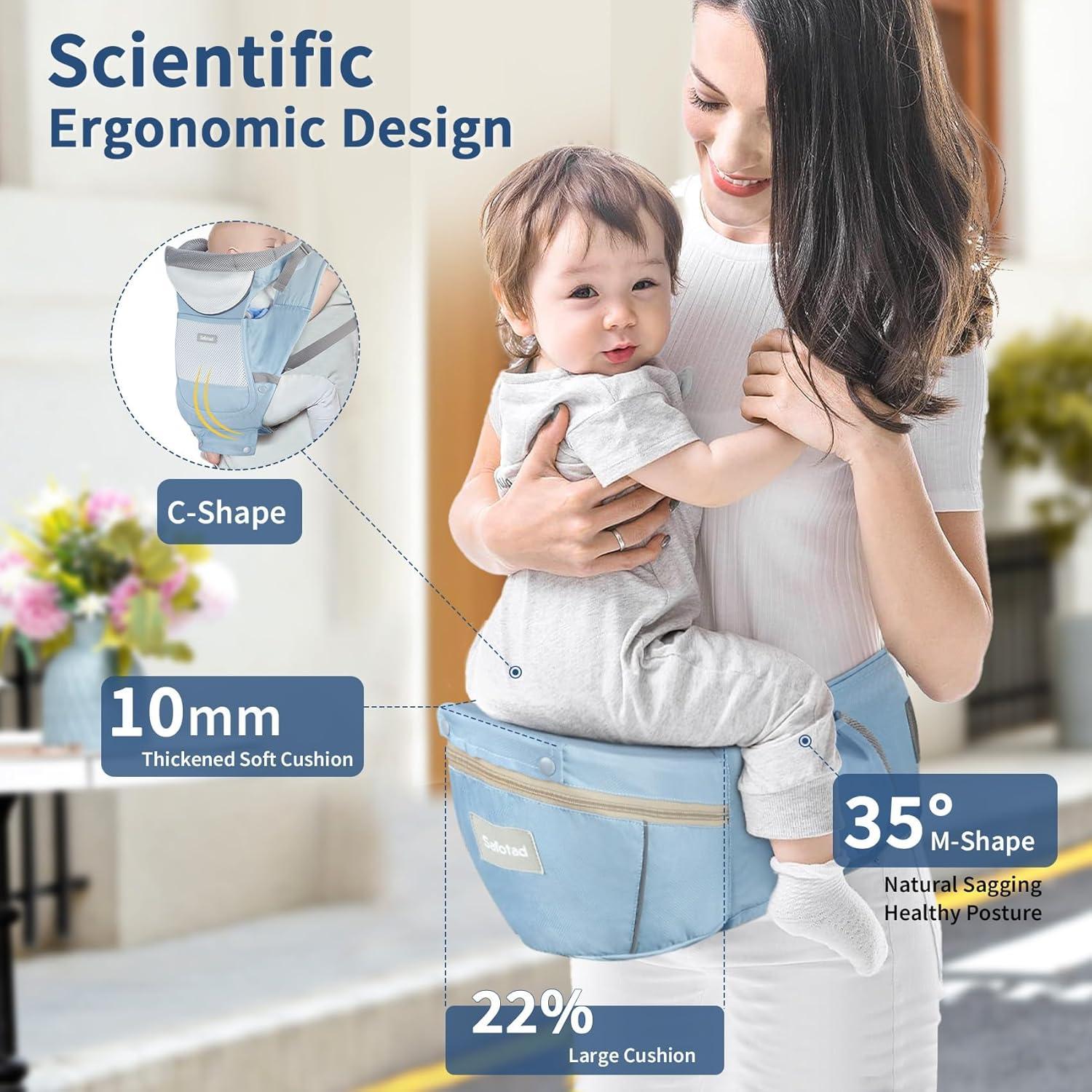 Portabebés ergonómico Safotad 6 en 1 azul para 0-15 kg