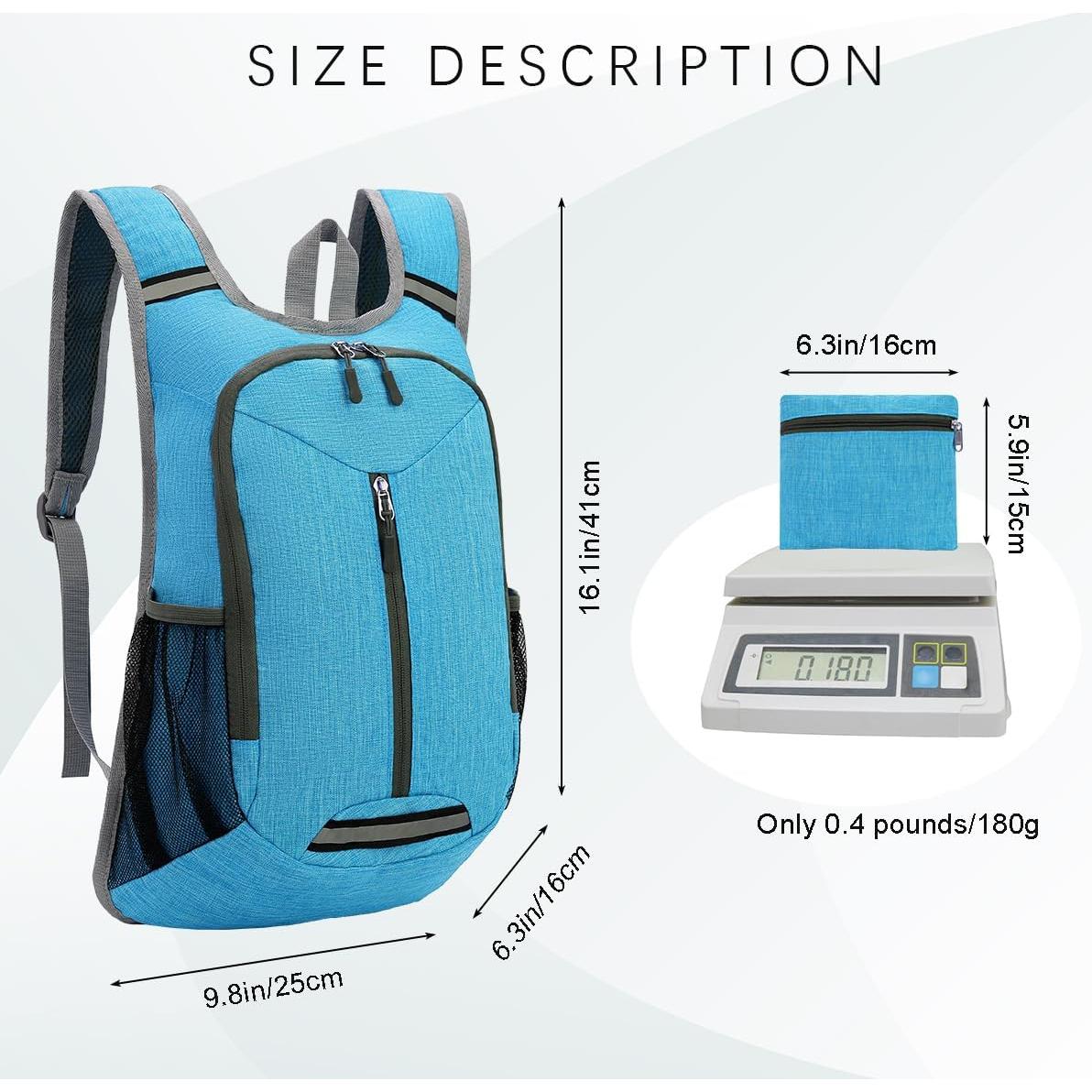 Mochila de Senderismo WEREWOLVES 15L Plegable Ligera Azul