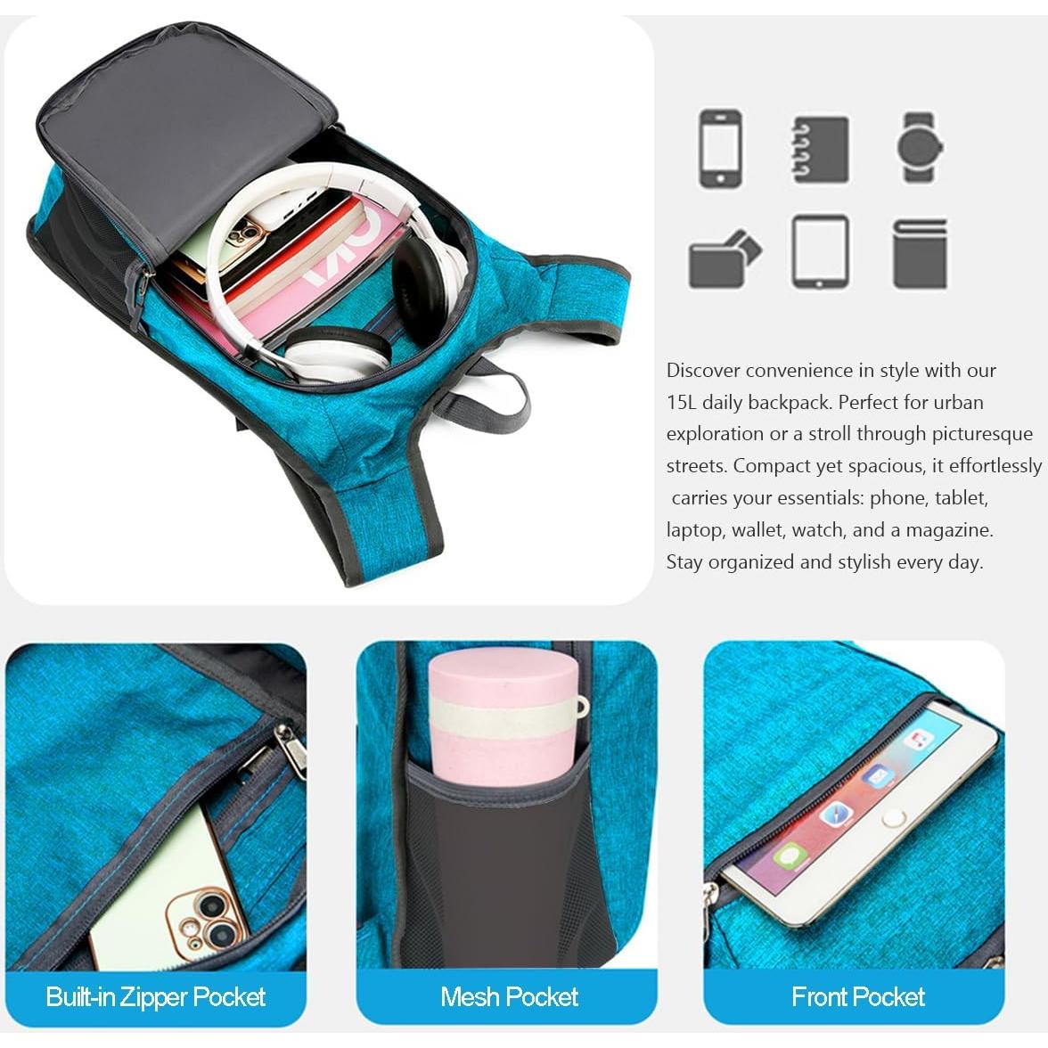 Mochila de Senderismo WEREWOLVES 15L Plegable Ligera Azul