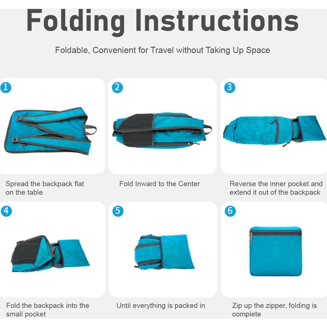 Mochila de Senderismo WEREWOLVES 15L Plegable Ligera Azul