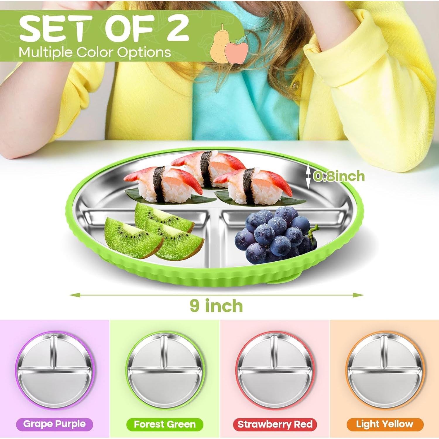 Platos Divididos de Acero Inoxidable Semloo 22.86 cm 2 Pack