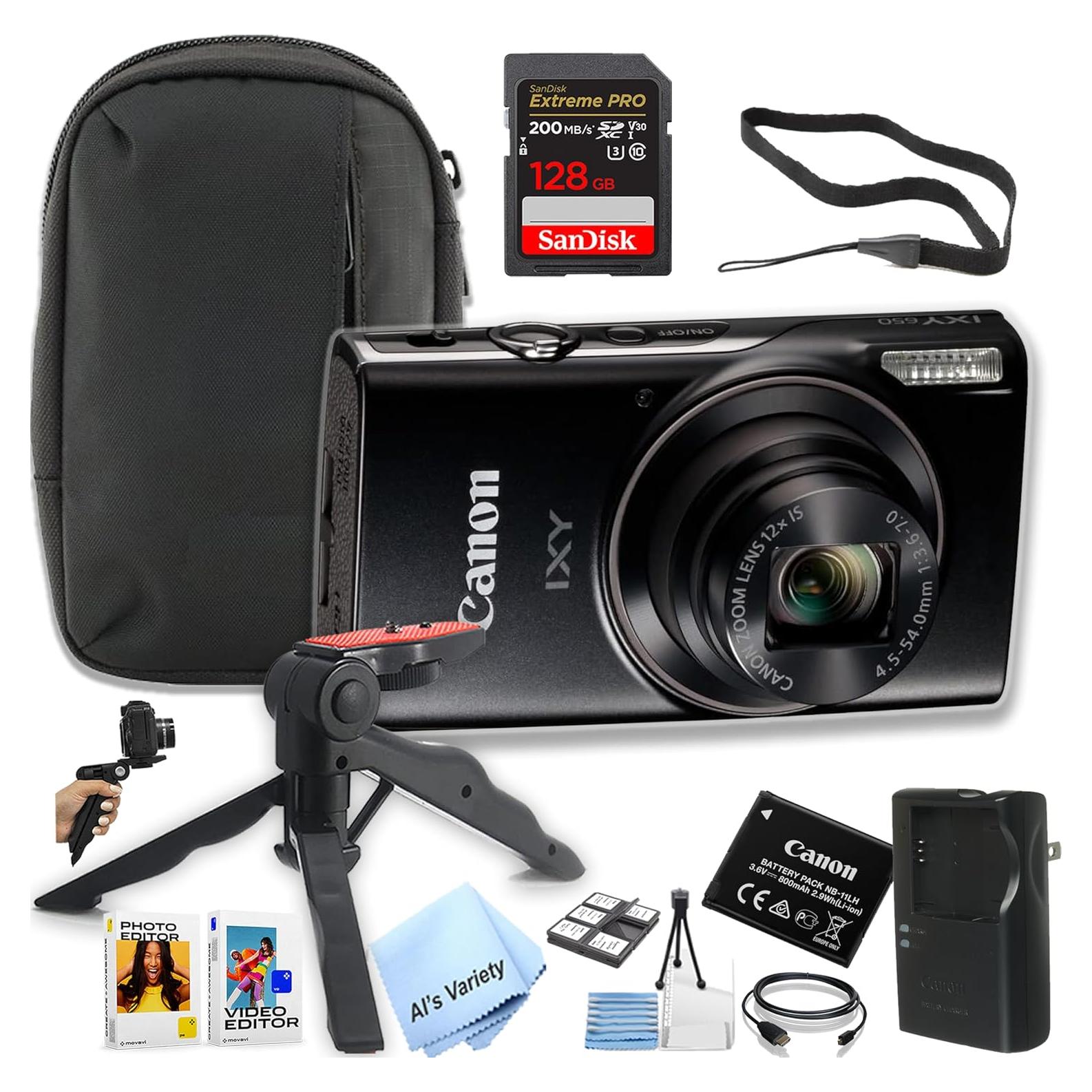 Cámara Digital Canon PowerShot IXY 650 HS 20.2MP + 128GB + Accesorios