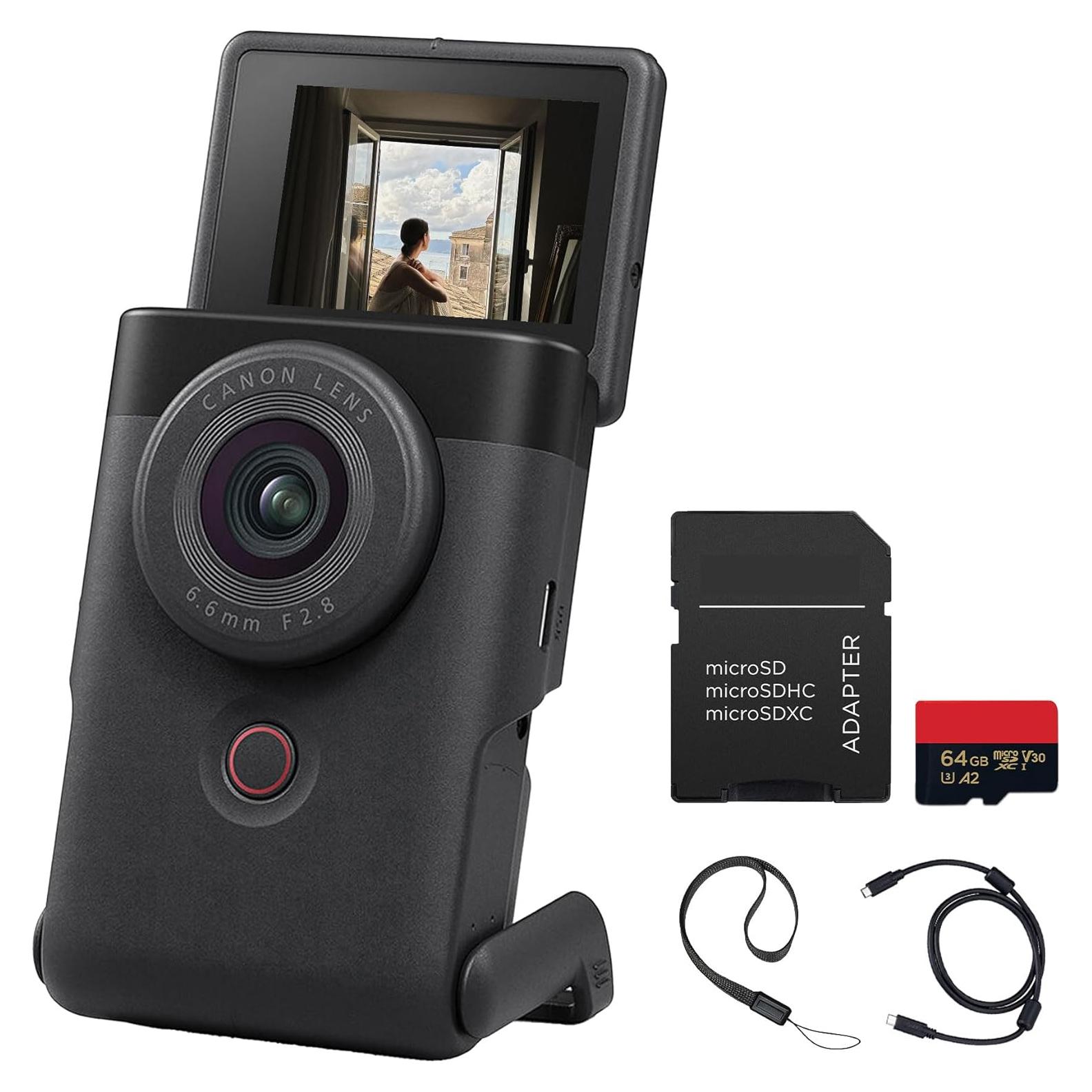 Cámara Vlog Canon PowerShot V10 4K con micrófonos y soporte