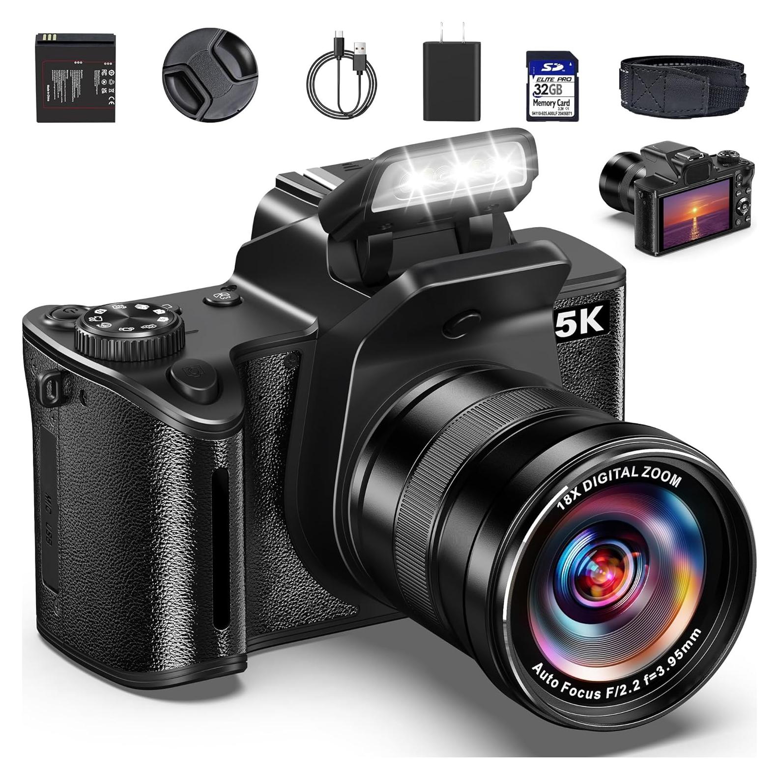 Cámara Digital 5K 80MP Banflower con Pantalla Táctil 4"